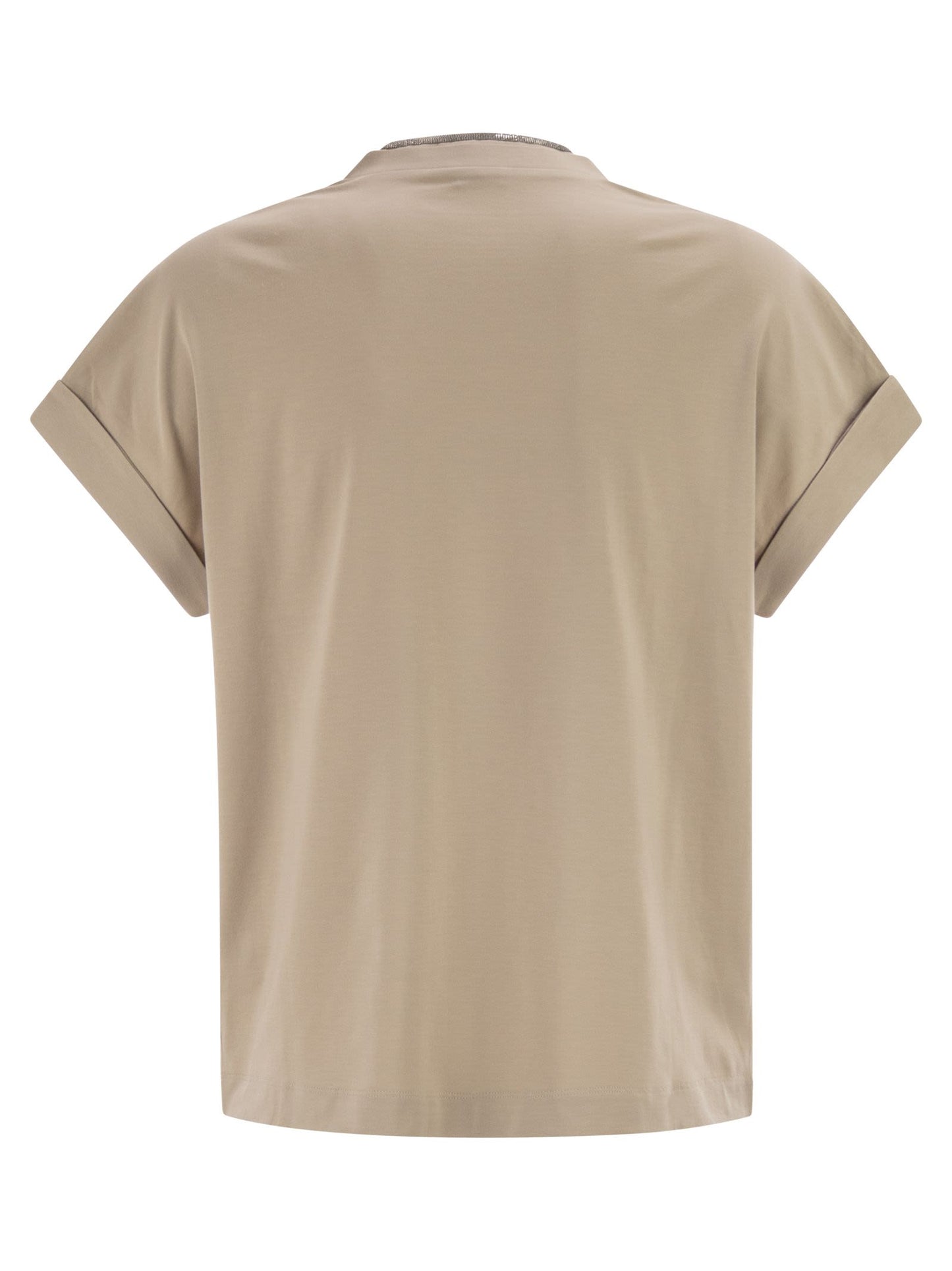 Brunello Cucinelli Women Stretch Cotton Jersey T-Shirt With Precious Neckline BRUNELLO CUCINELLI