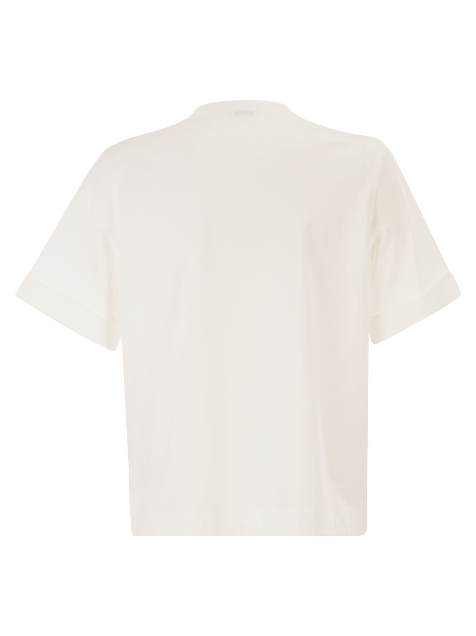 Brunello Cucinelli Women Cotton Jersey T-Shirt With Shiny Trims BRUNELLO CUCINELLI