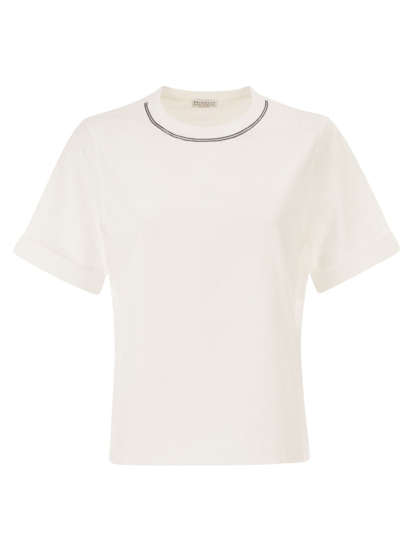 Brunello Cucinelli Women Cotton Jersey T-Shirt With Shiny Trims BRUNELLO CUCINELLI