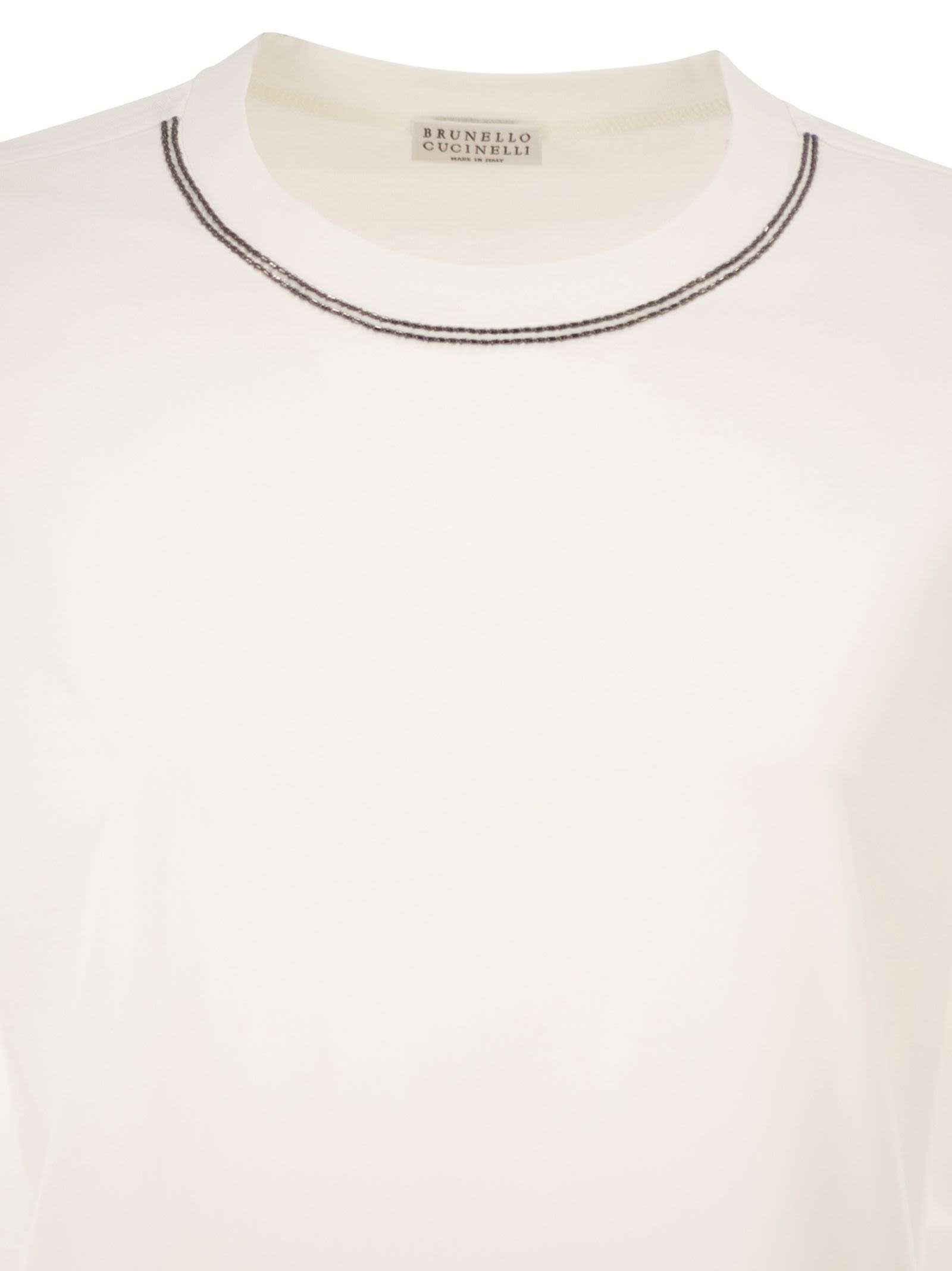 Brunello Cucinelli Women Cotton Jersey T-Shirt With Shiny Trims BRUNELLO CUCINELLI