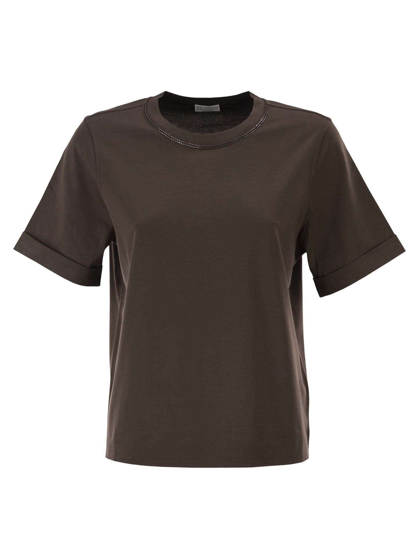 Brunello Cucinelli Women Cotton Jersey T-Shirt With Shiny Trims BRUNELLO CUCINELLI