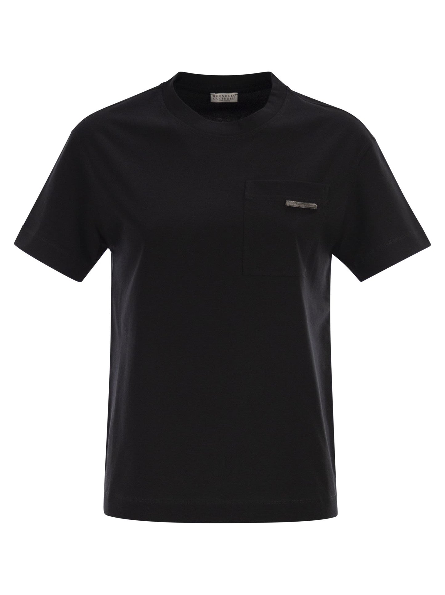 Brunello Cucinelli Women Cotton Jersey T-Shirt With Shiny Tab BRUNELLO CUCINELLI