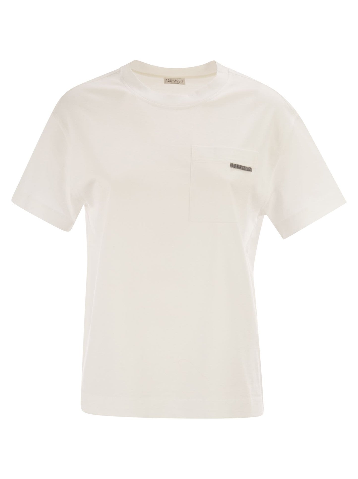 Brunello Cucinelli Women Cotton Jersey T-Shirt With Shiny Tab BRUNELLO CUCINELLI