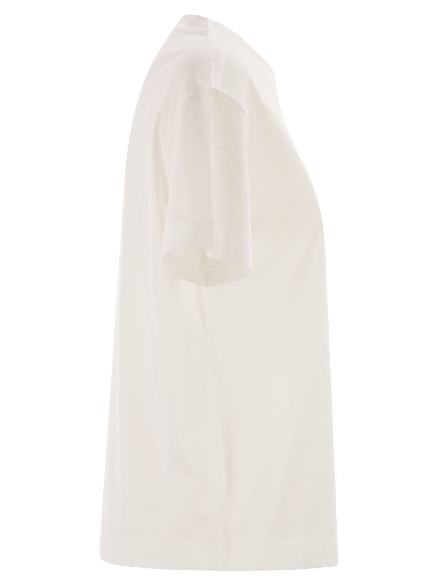 Brunello Cucinelli Women Cotton Jersey T-Shirt With Shiny Tab BRUNELLO CUCINELLI