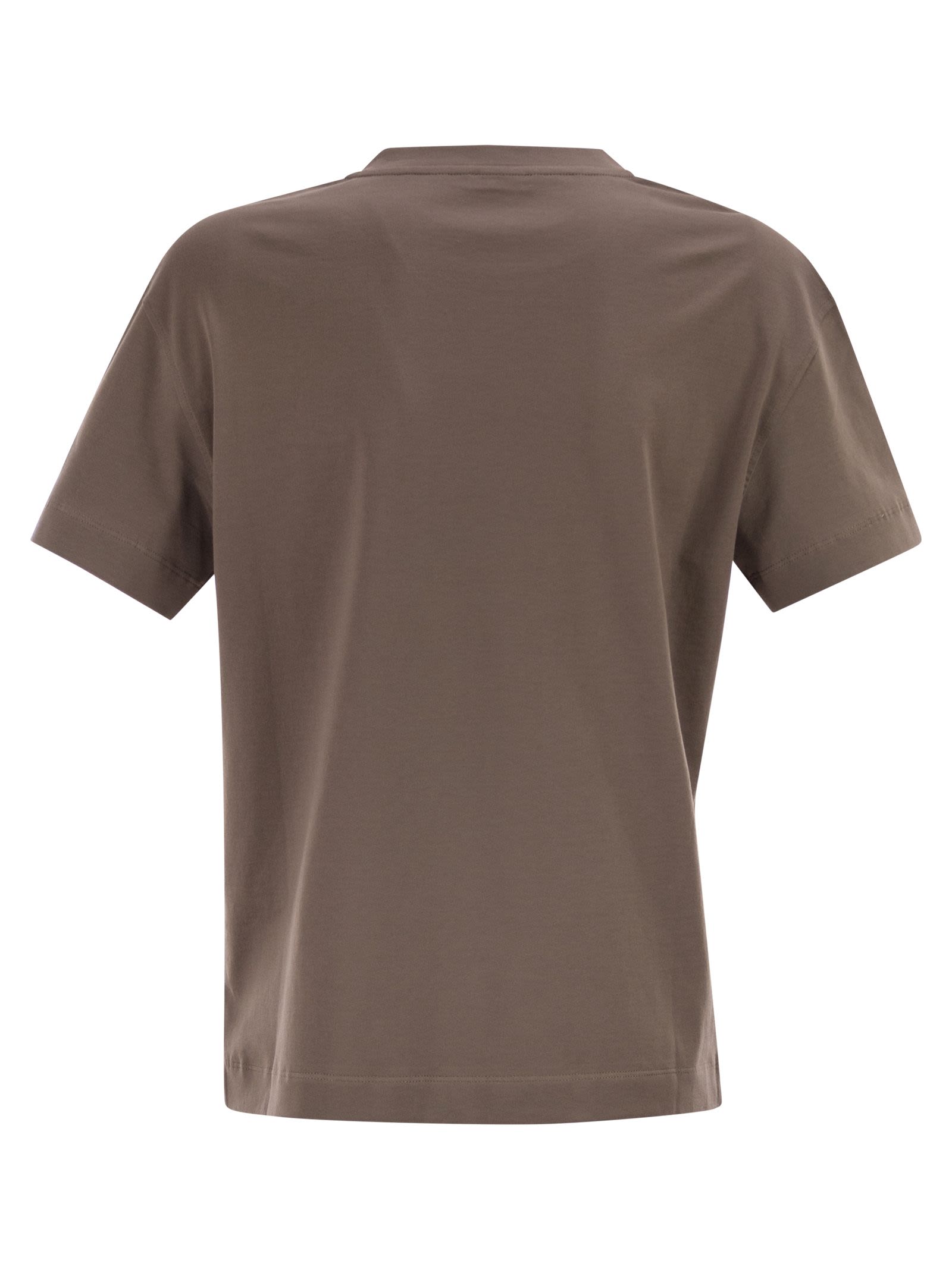 Brunello Cucinelli Women Cotton Jersey T-Shirt With Shiny Tab BRUNELLO CUCINELLI