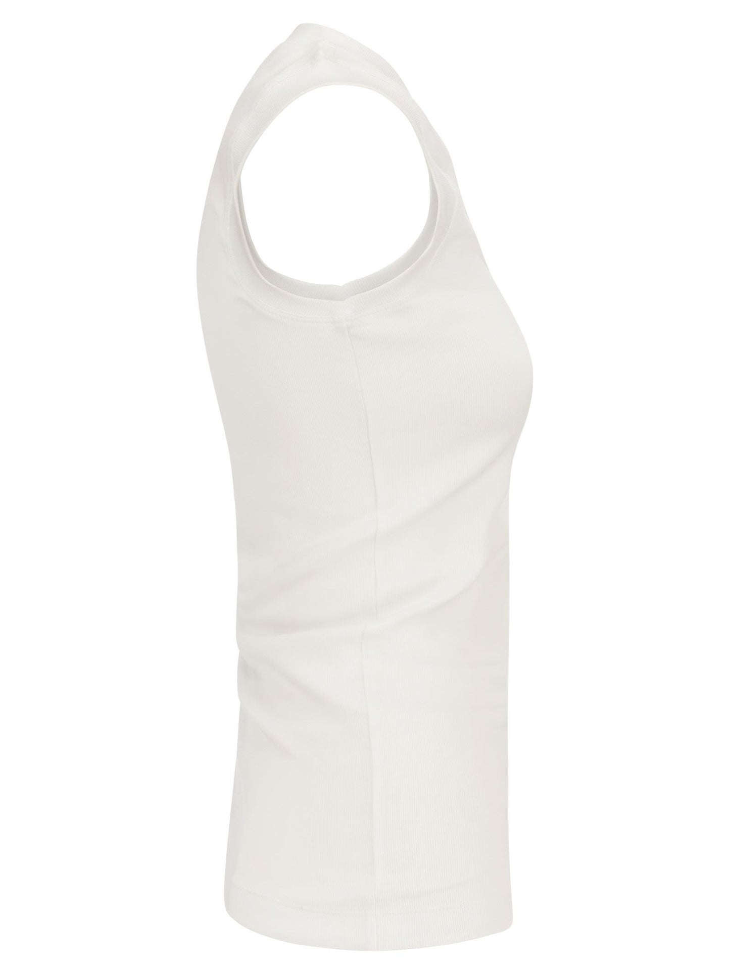 Brunello Cucinelli Women Stretch Cotton Rib Jersey Top With "Precious Insert" BRUNELLO CUCINELLI