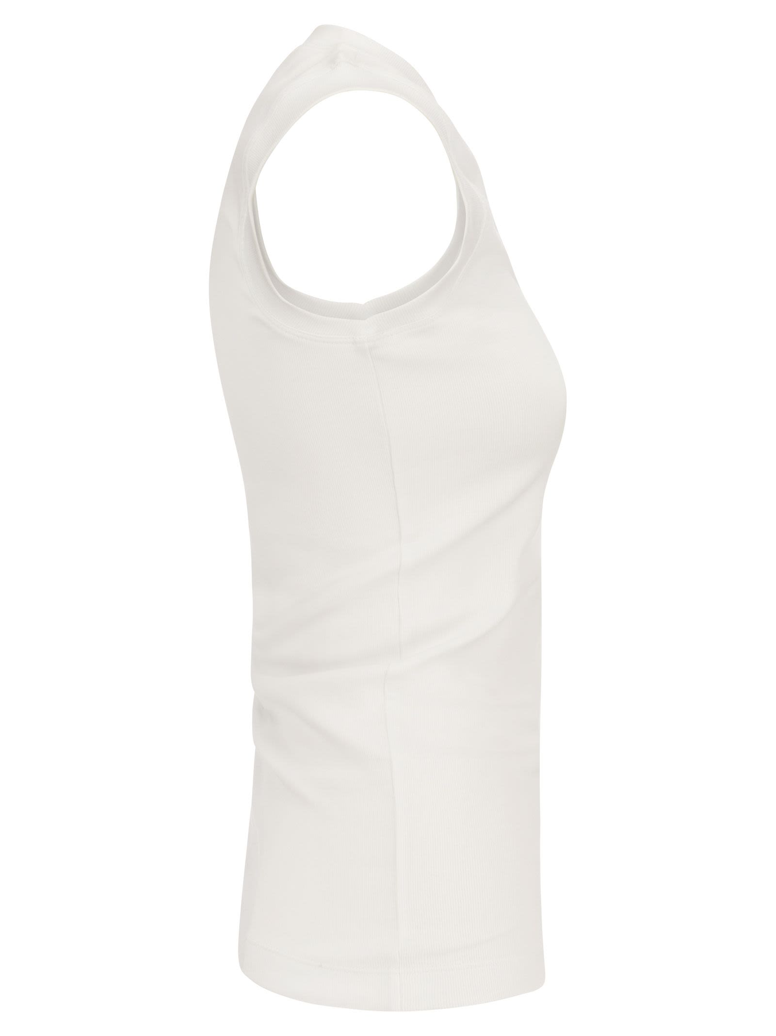 Brunello Cucinelli Women Stretch Cotton Rib Jersey Top With "Precious Insert" BRUNELLO CUCINELLI