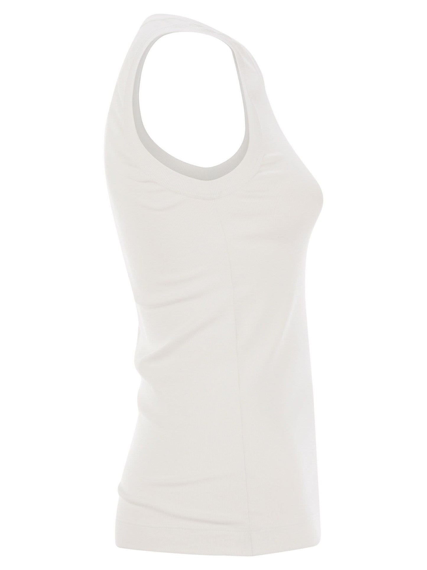 Brunello Cucinelli Women Stretch Cotton Ribbed Jersey Top With Monile BRUNELLO CUCINELLI