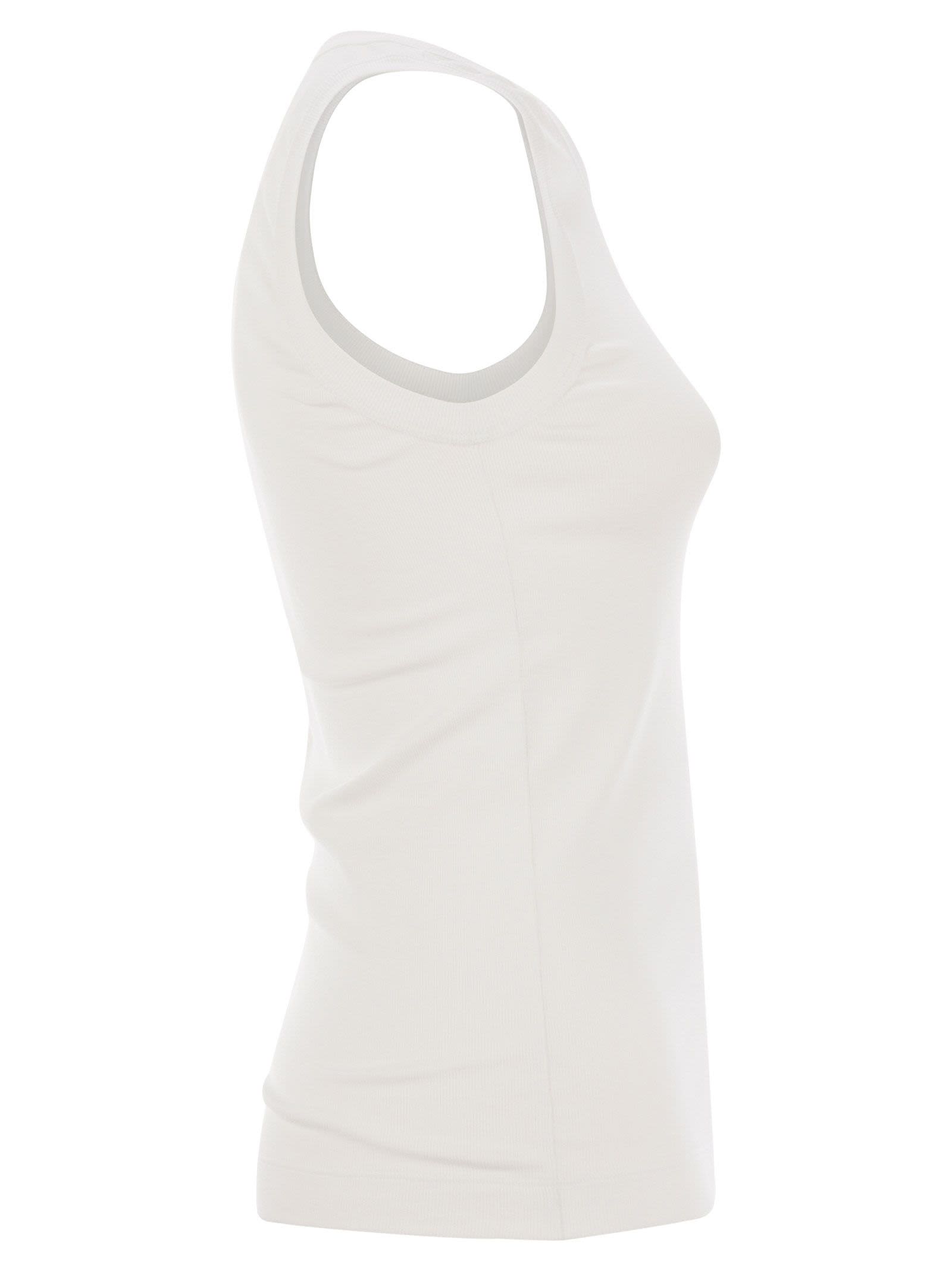 Brunello Cucinelli Women Stretch Cotton Ribbed Jersey Top With Monile BRUNELLO CUCINELLI
