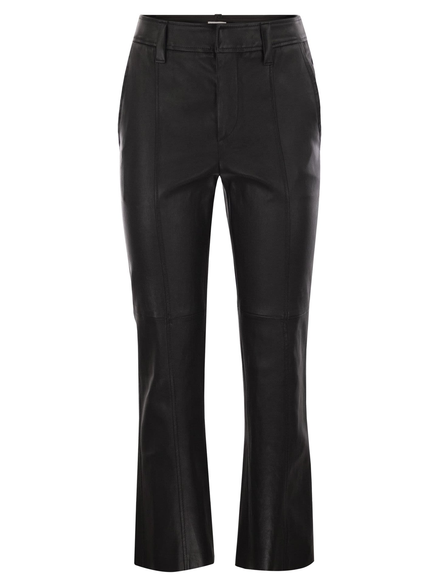 Brunello Cucinelli Women Stretch Nappa Leather Square Cigarette Trousers With Jewellery BRUNELLO CUCINELLI