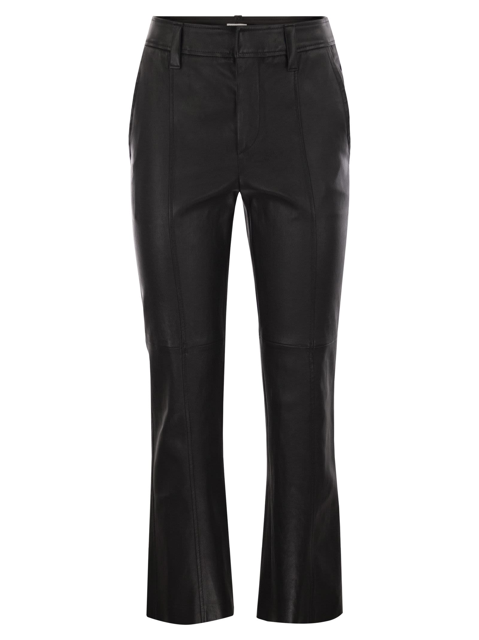 Brunello Cucinelli Women Stretch Nappa Leather Square Cigarette Trousers With Jewellery BRUNELLO CUCINELLI
