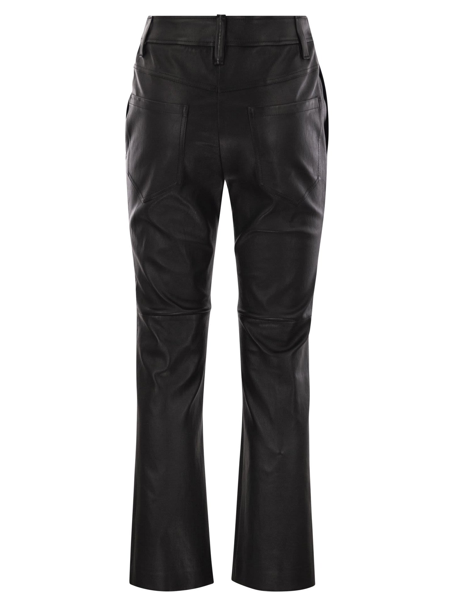 Brunello Cucinelli Women Stretch Nappa Leather Square Cigarette Trousers With Jewellery BRUNELLO CUCINELLI
