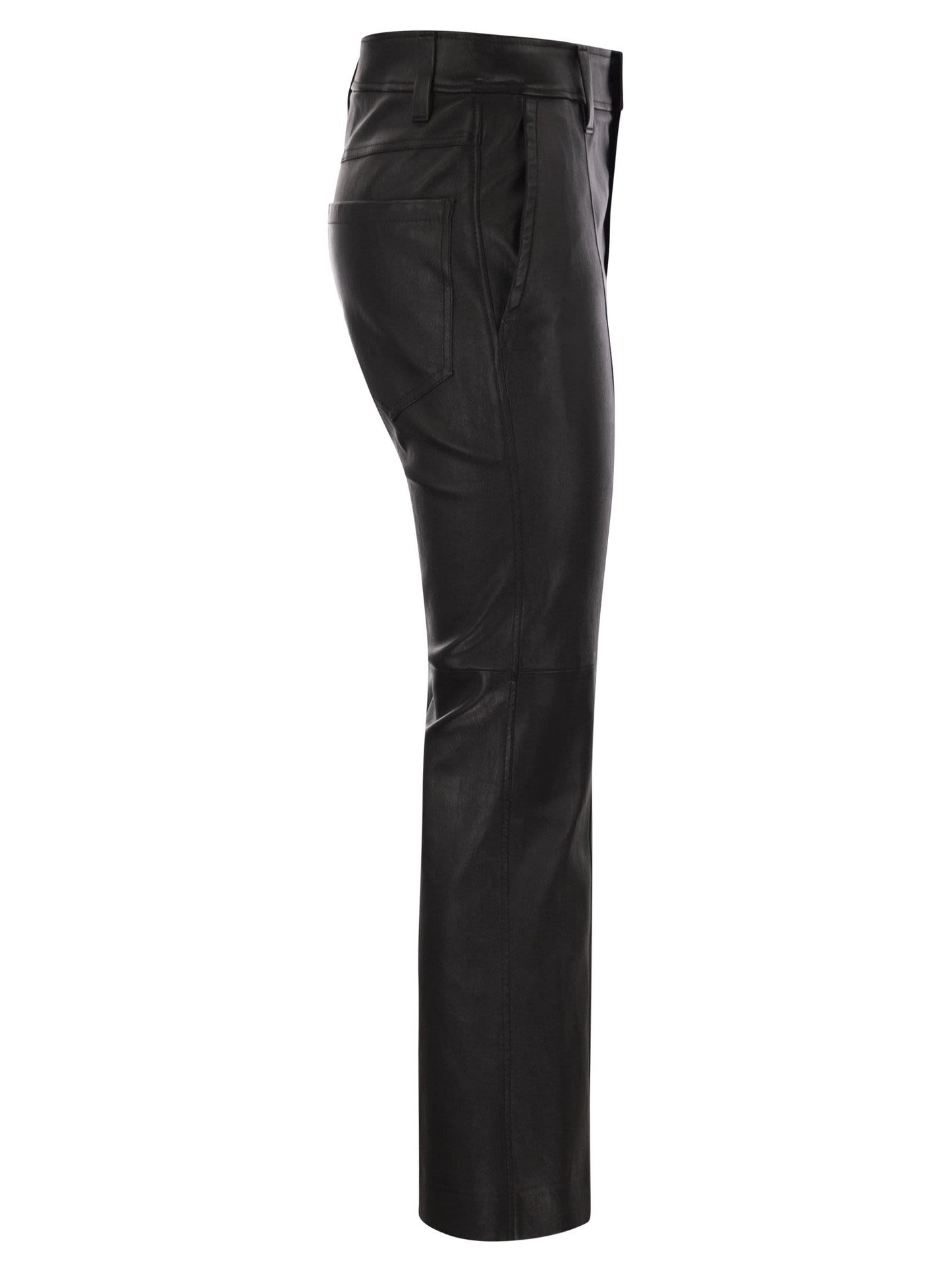 Brunello Cucinelli Women Stretch Nappa Leather Square Cigarette Trousers With Jewellery BRUNELLO CUCINELLI
