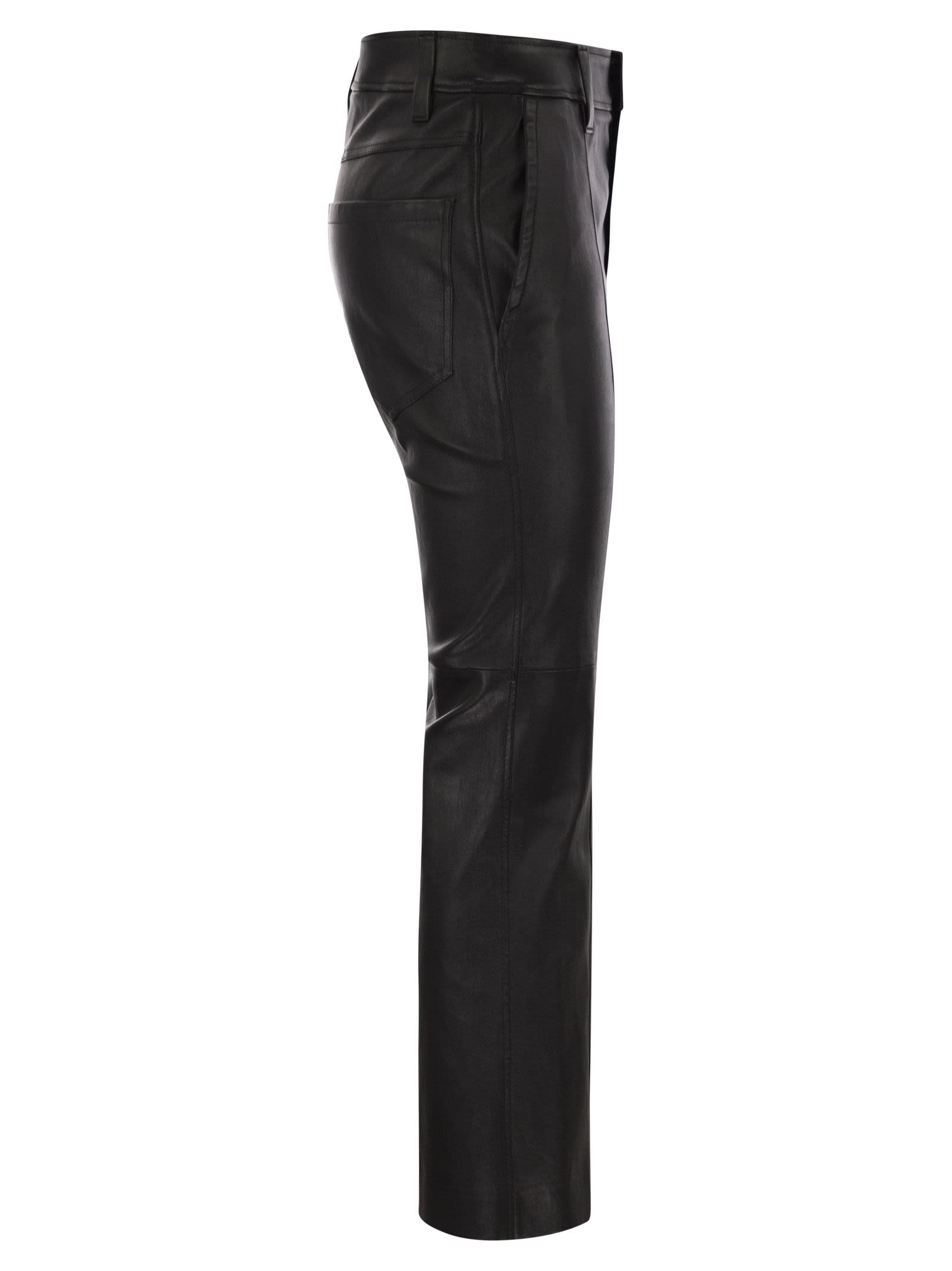 Brunello Cucinelli Women Stretch Nappa Leather Square Cigarette Trousers With Jewellery BRUNELLO CUCINELLI