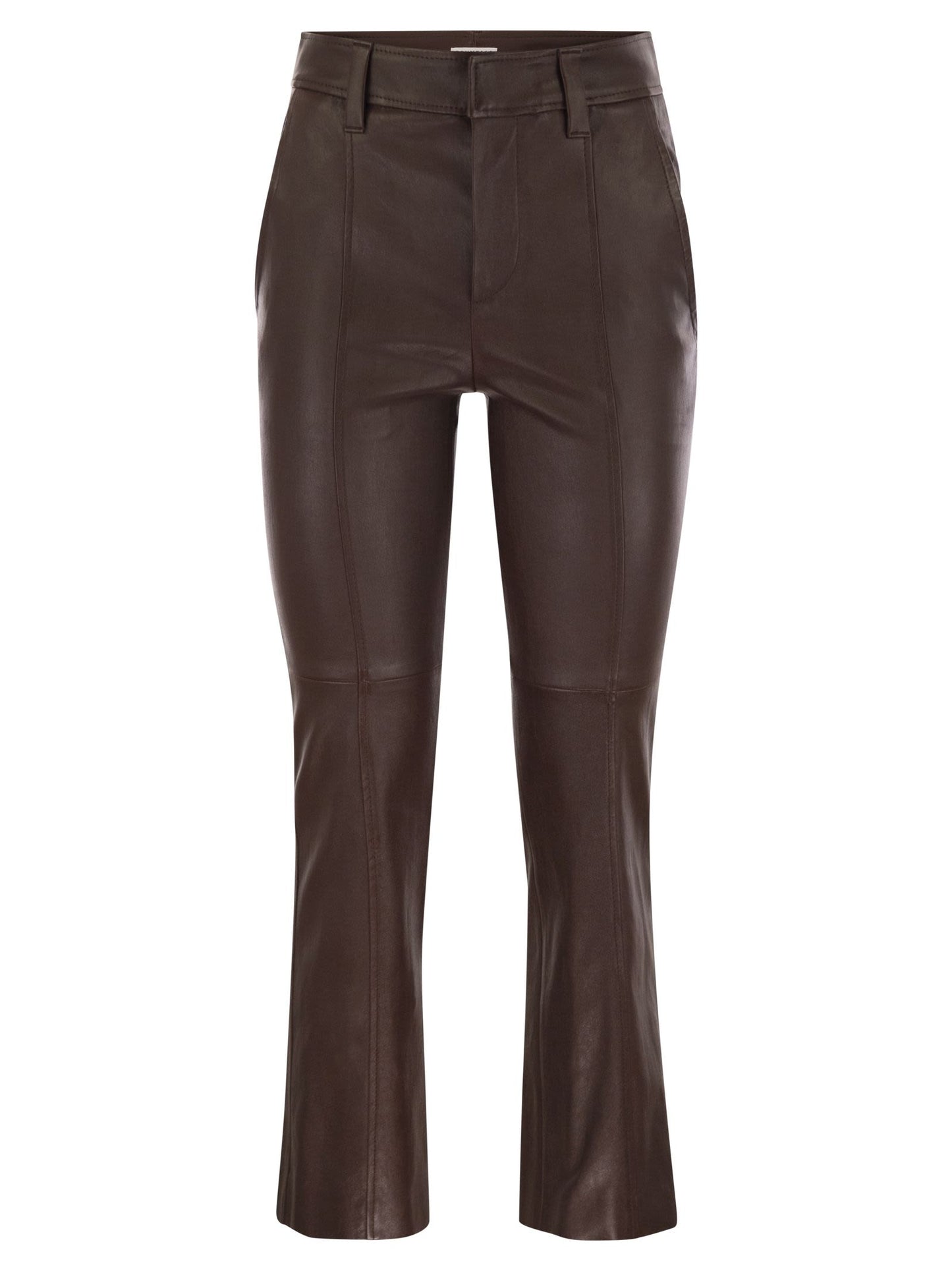 Brunello Cucinelli Women Stretch Nappa Leather Square Cigarette Trousers With Jewellery BRUNELLO CUCINELLI