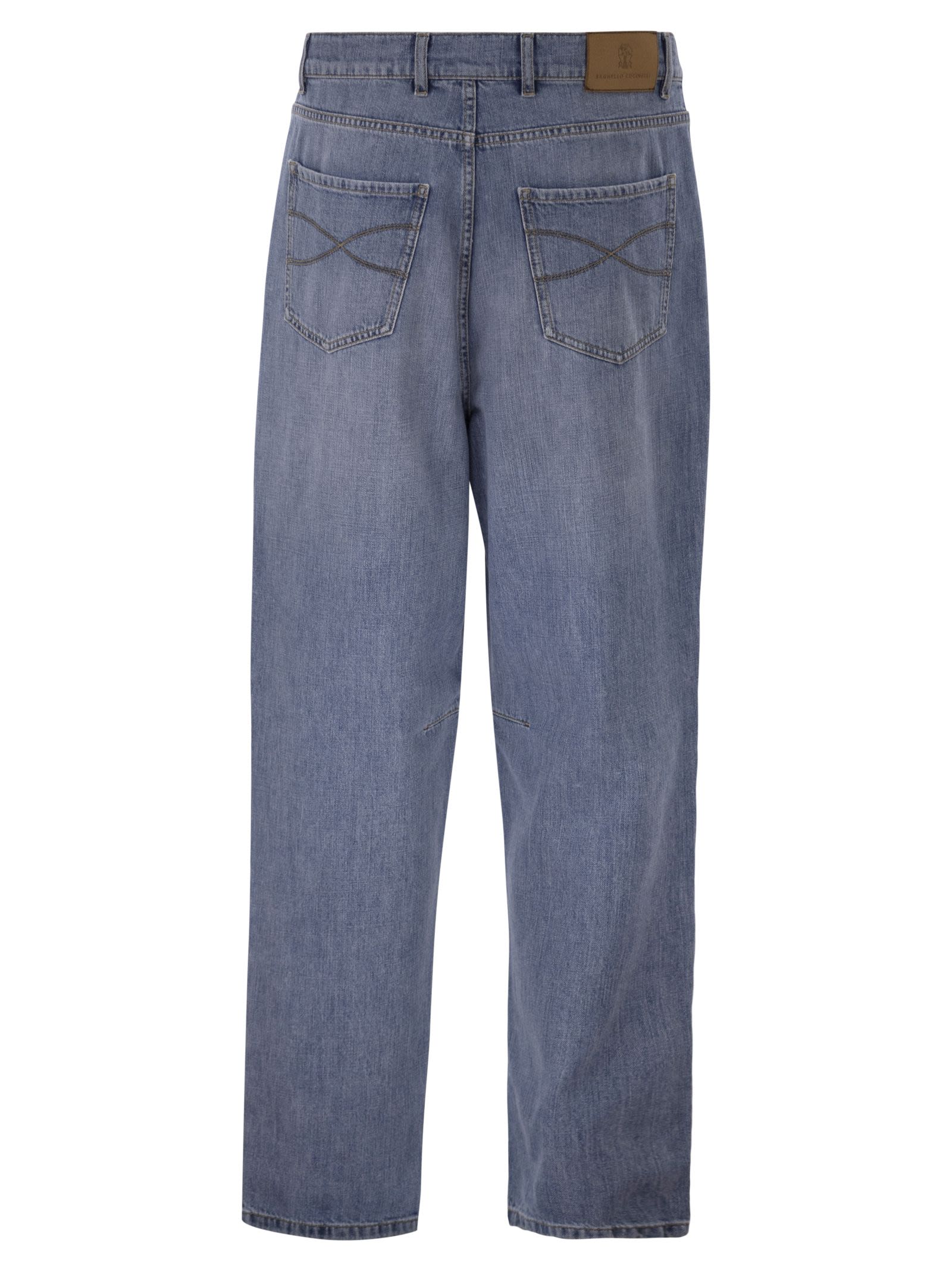 Brunello Cucinelli Men Baggy Jeans In Cotton Denim With Double Pleats BRUNELLO CUCINELLI