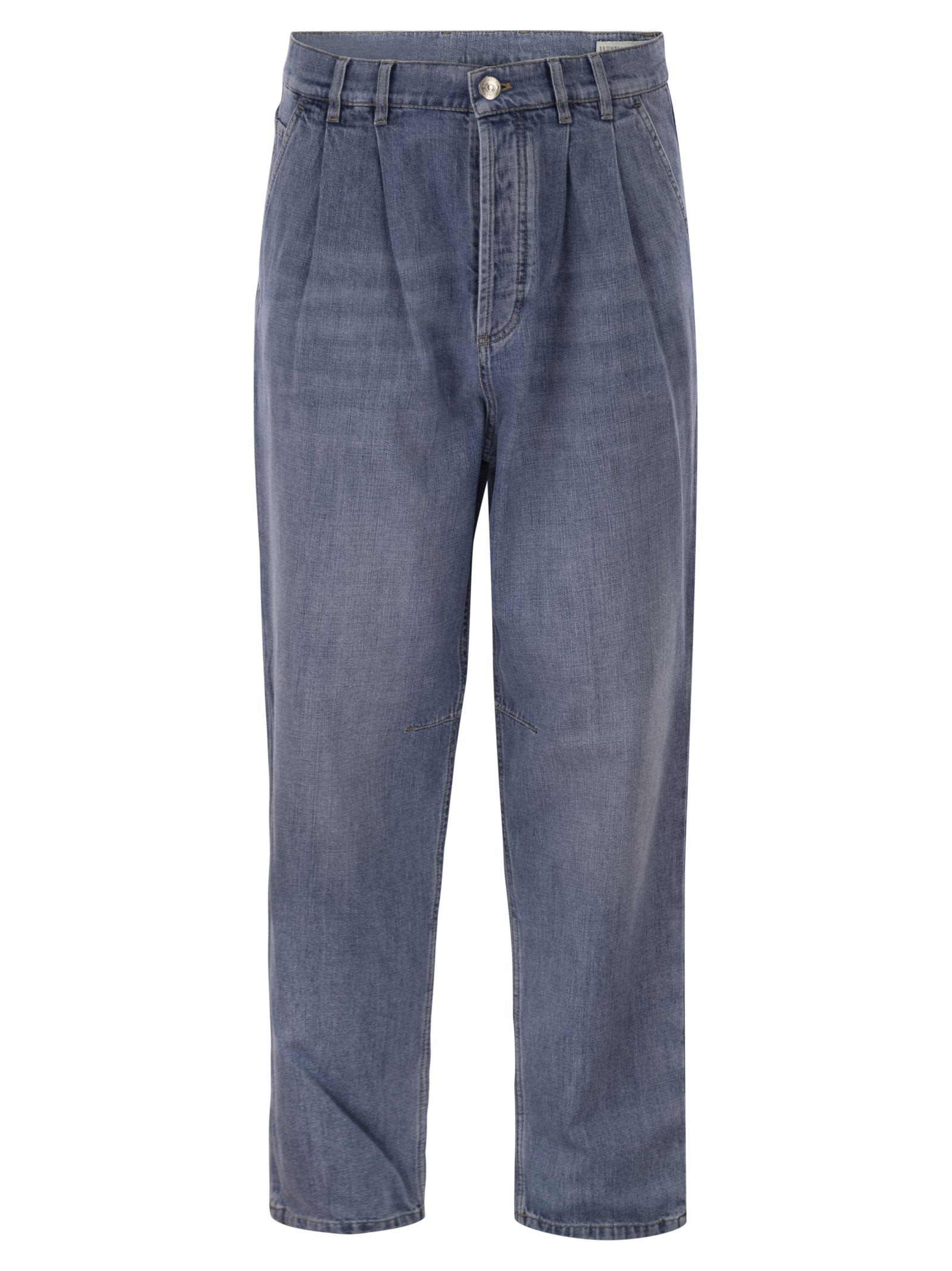 Brunello Cucinelli Men Baggy Jeans In Cotton Denim With Double Pleats BRUNELLO CUCINELLI