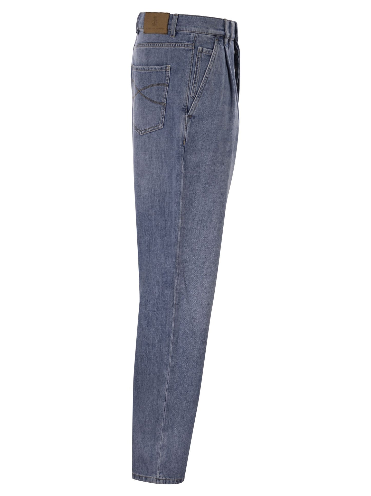 Brunello Cucinelli Men Baggy Jeans In Cotton Denim With Double Pleats BRUNELLO CUCINELLI