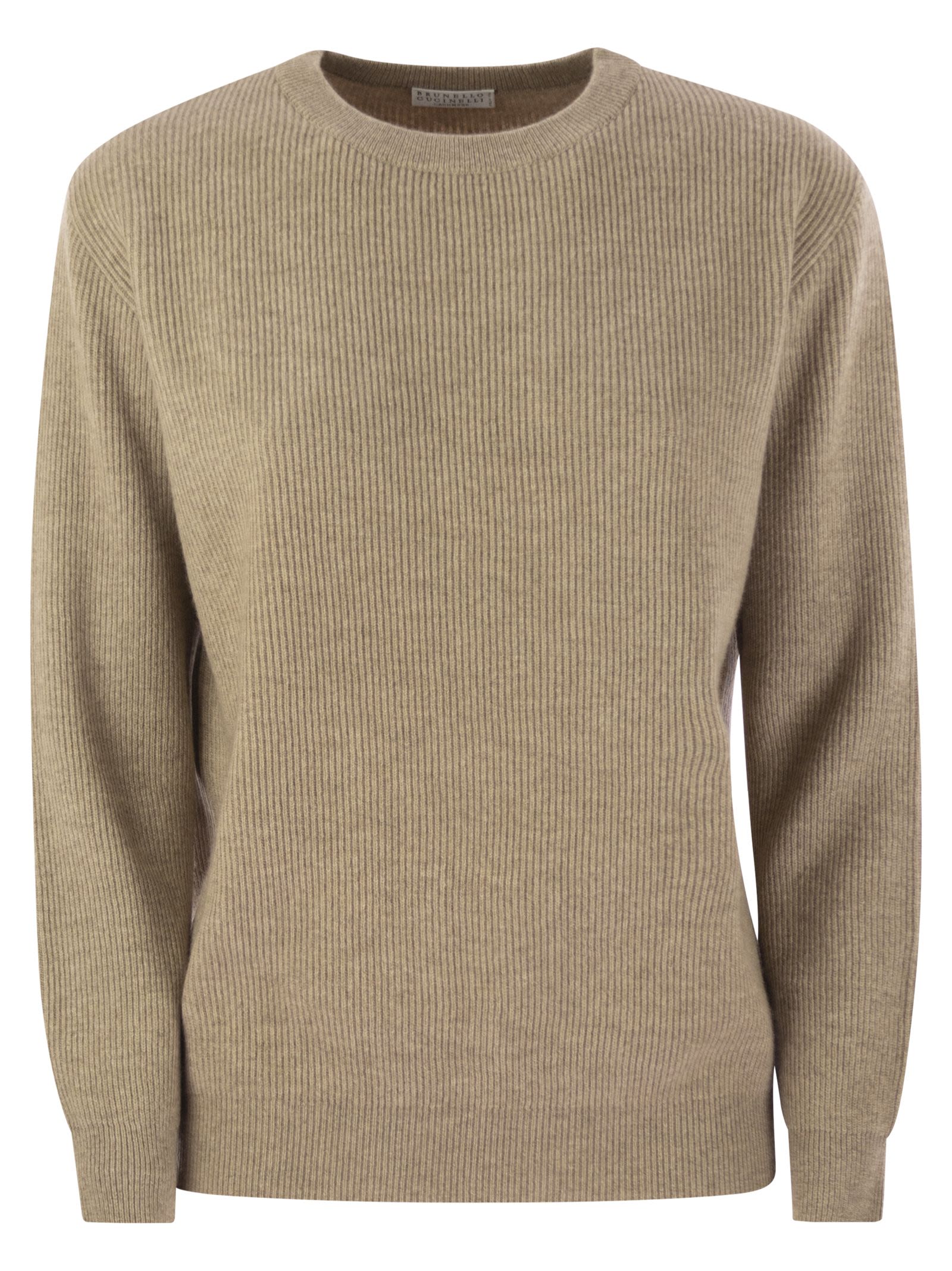 Brunello Cucinelli Women English Rib Cashmere Sweater With Monile BRUNELLO CUCINELLI