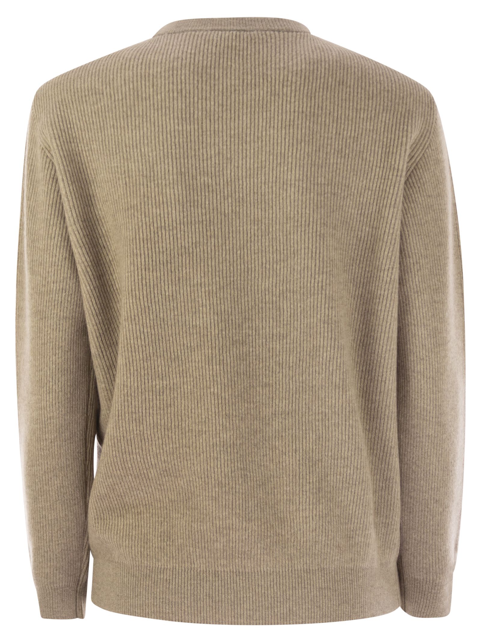 Brunello Cucinelli Women English Rib Cashmere Sweater With Monile BRUNELLO CUCINELLI