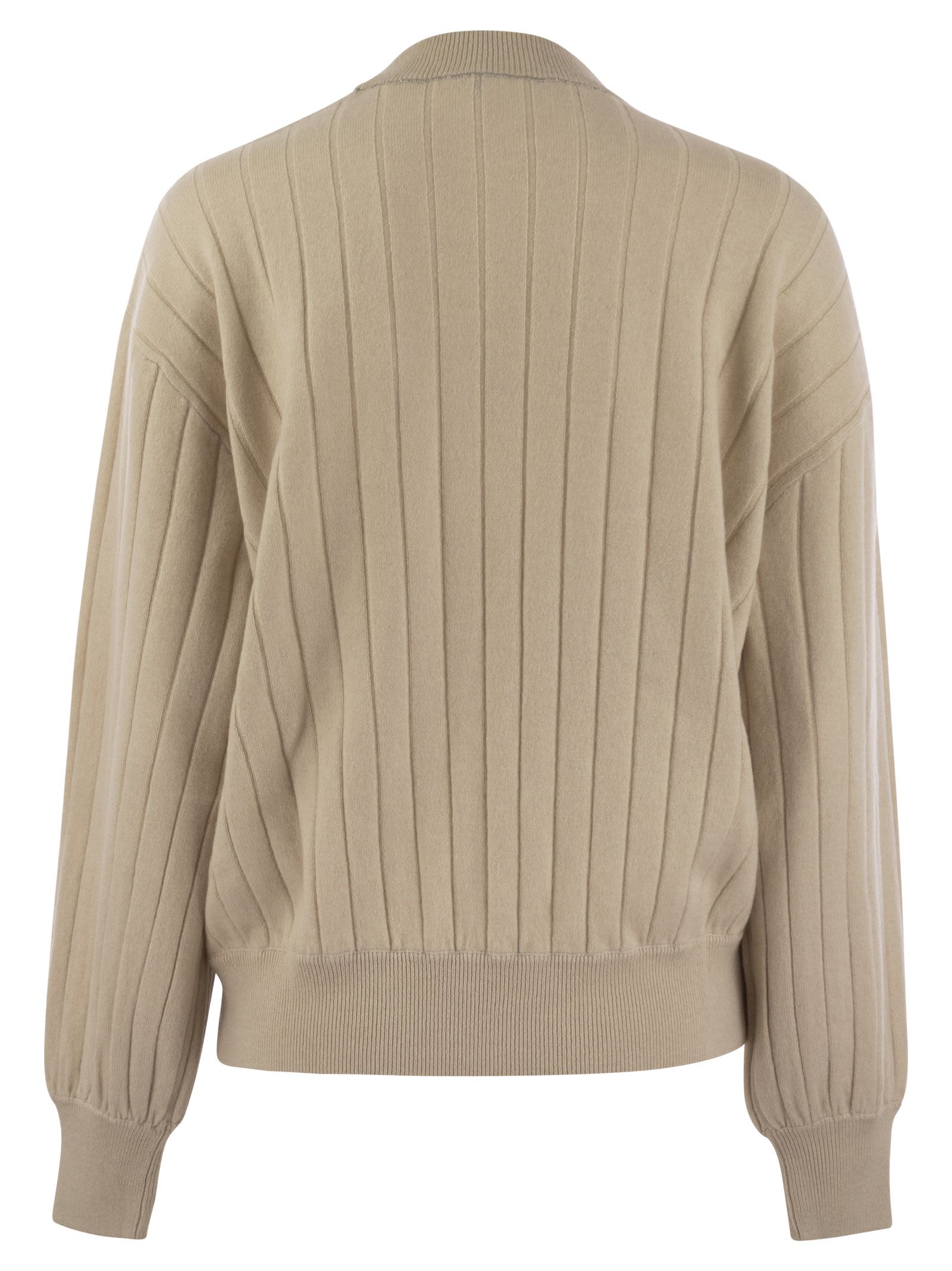 Brunello Cucinelli Women Cashmere V-Neck Sweater With Necklace BRUNELLO CUCINELLI
