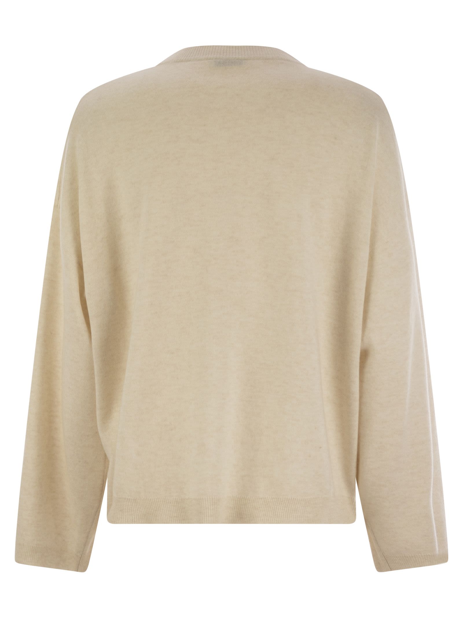 Brunello Cucinelli Women Virgin Wool, Cashmere And Silk Sweater With Shiny Pocket Detail BRUNELLO CUCINELLI