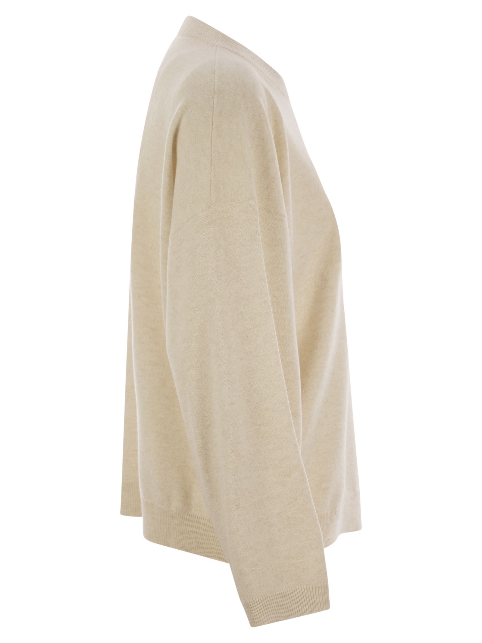Brunello Cucinelli Women Virgin Wool, Cashmere And Silk Sweater With Shiny Pocket Detail BRUNELLO CUCINELLI