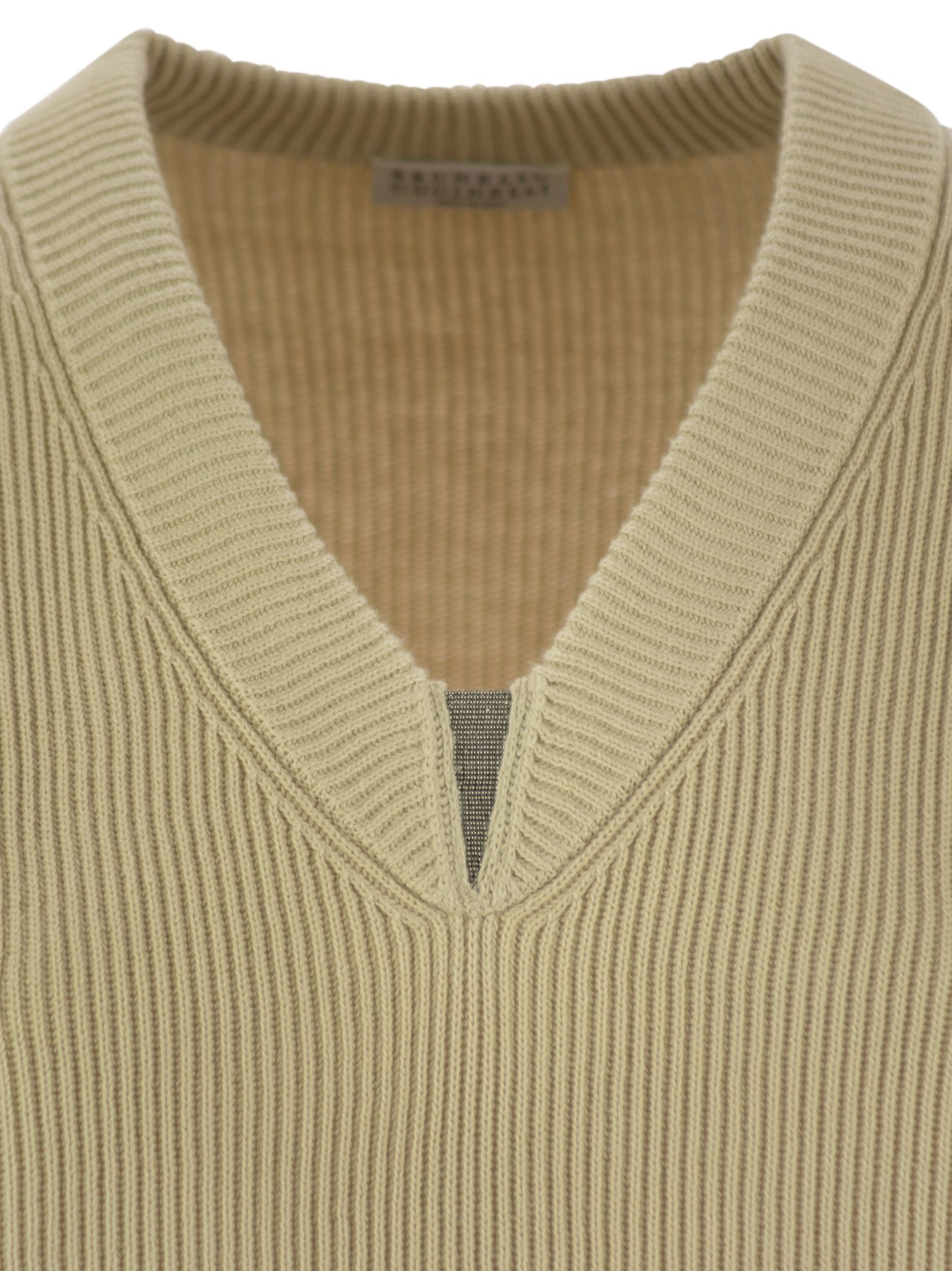 Brunello Cucinelli Women Cotton Rib Sweater With Shiny Detail BRUNELLO CUCINELLI