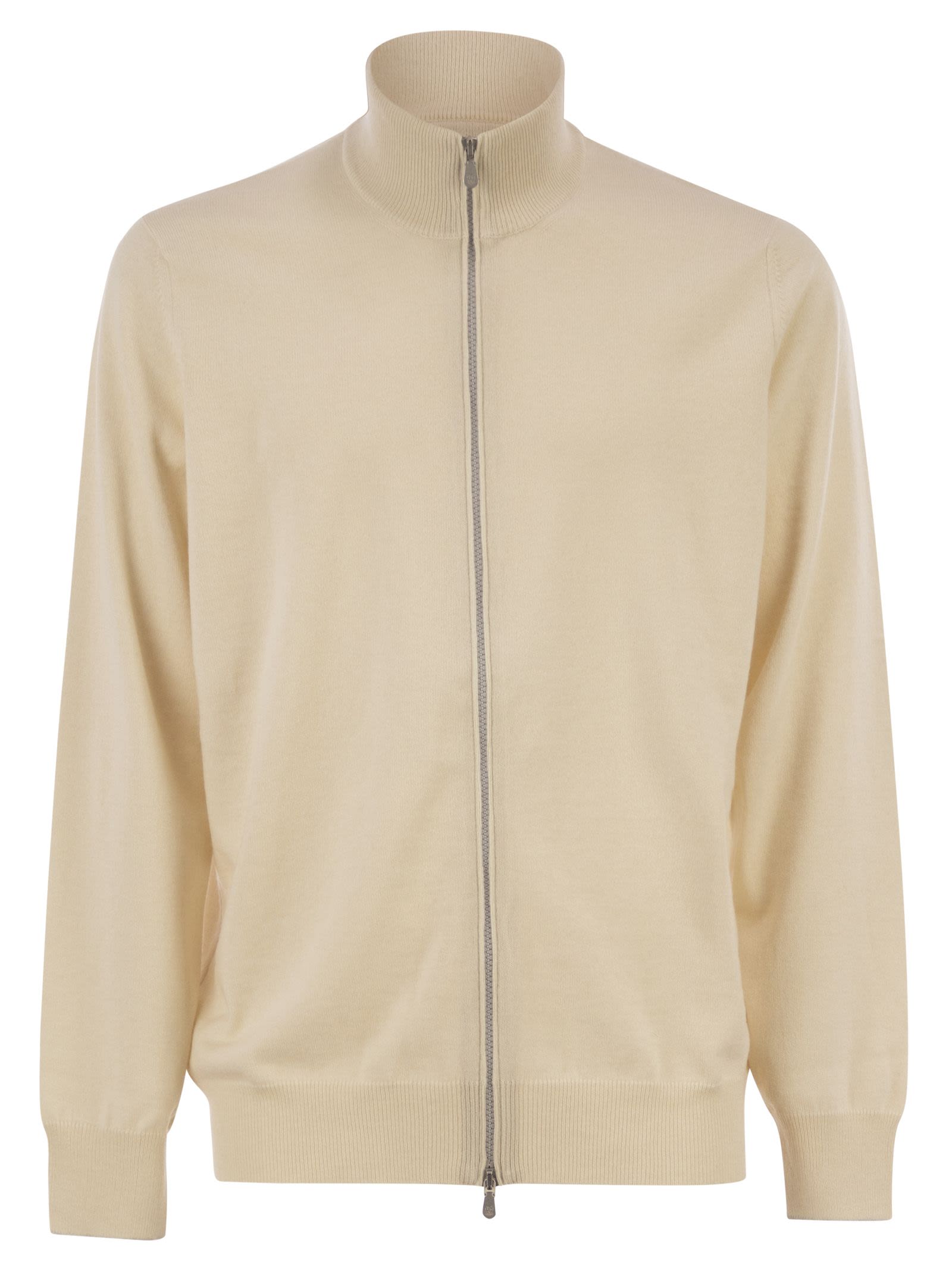 Brunello Cucinelli Men High-Necked Cashmere Cardigan With Zip BRUNELLO CUCINELLI