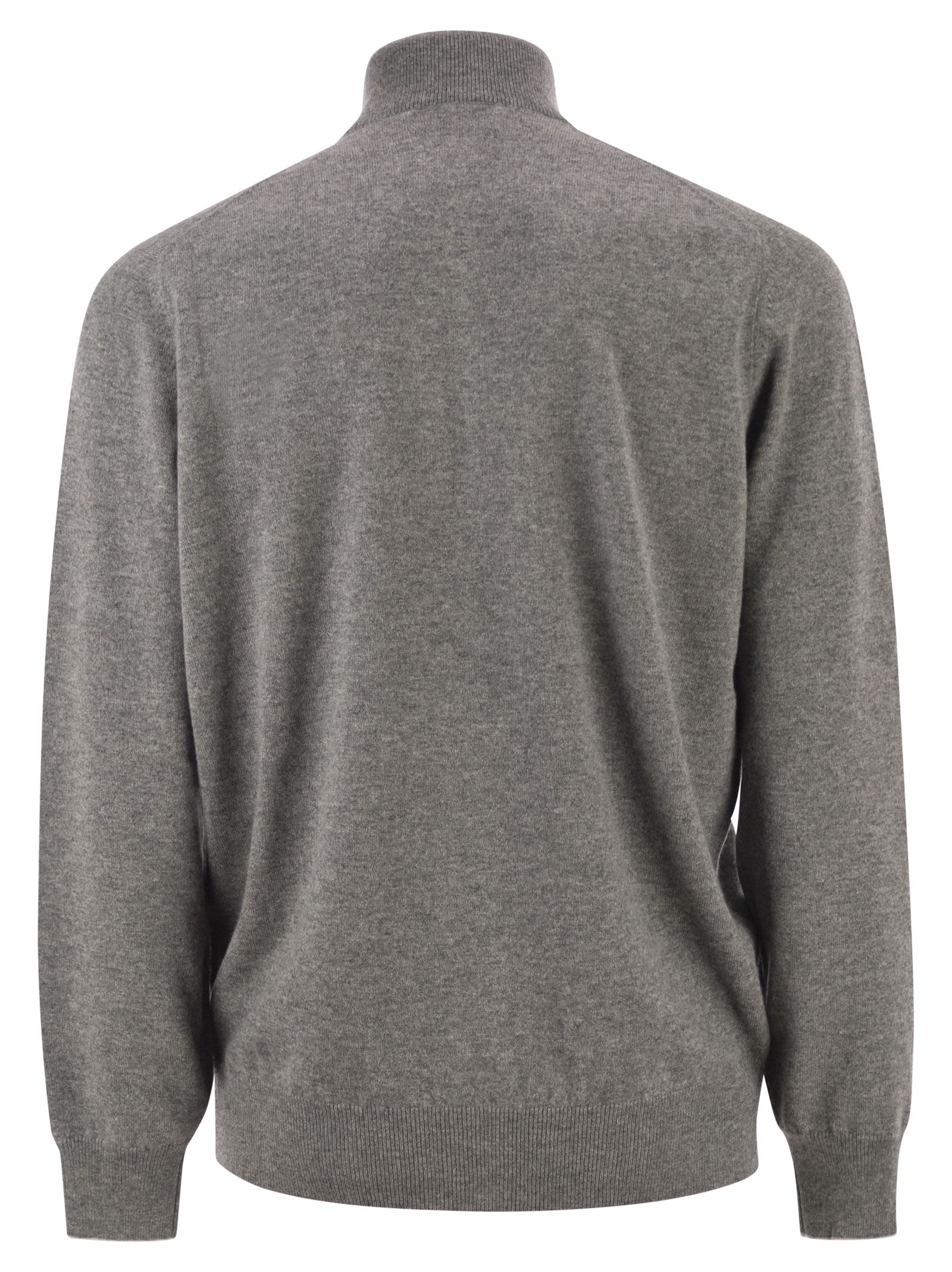 Brunello Cucinelli Men High-Necked Cashmere Cardigan With Zip BRUNELLO CUCINELLI