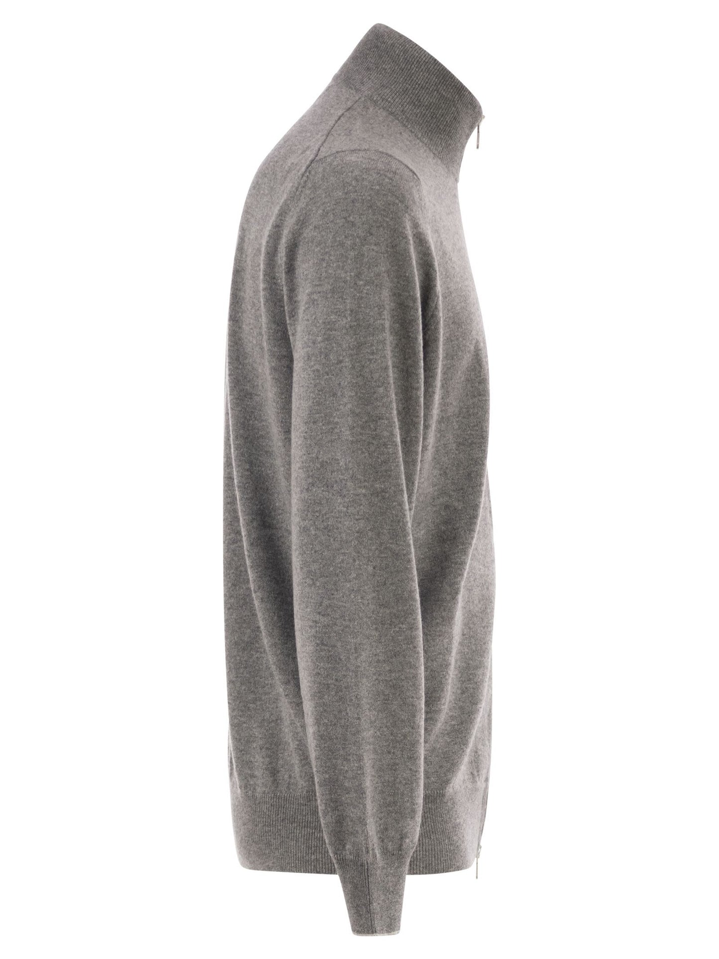 Brunello Cucinelli Men High-Necked Cashmere Cardigan With Zip BRUNELLO CUCINELLI