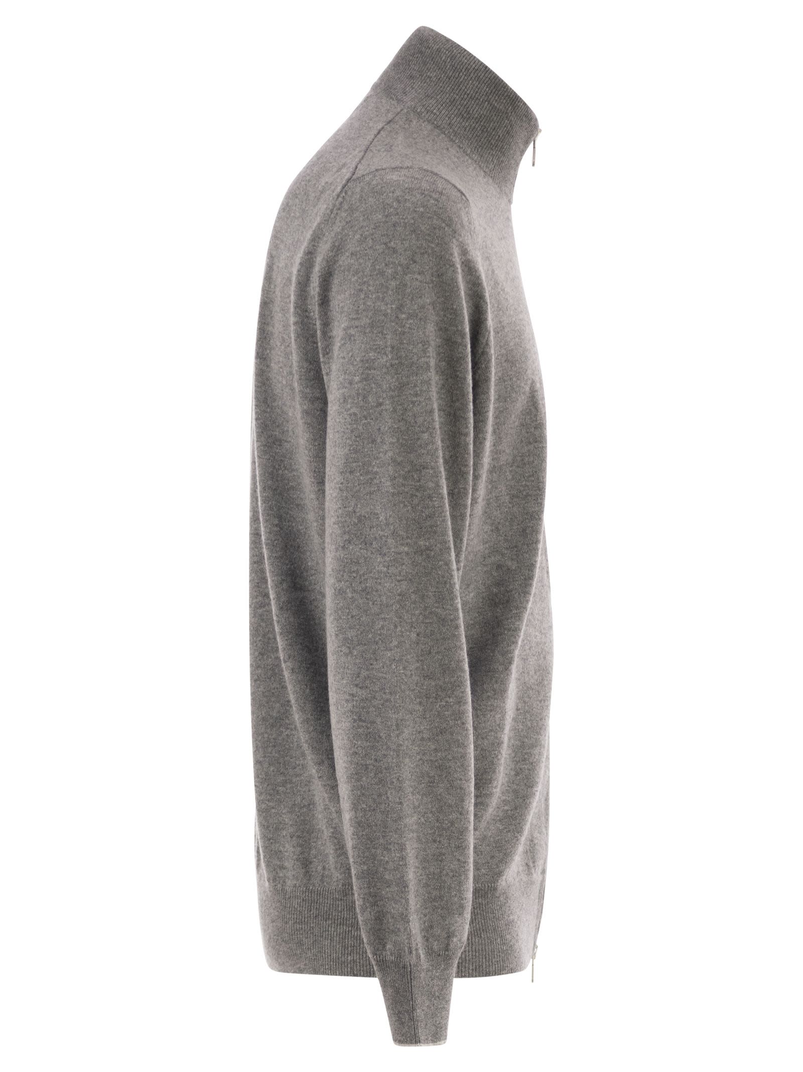 Brunello Cucinelli Men High-Necked Cashmere Cardigan With Zip BRUNELLO CUCINELLI