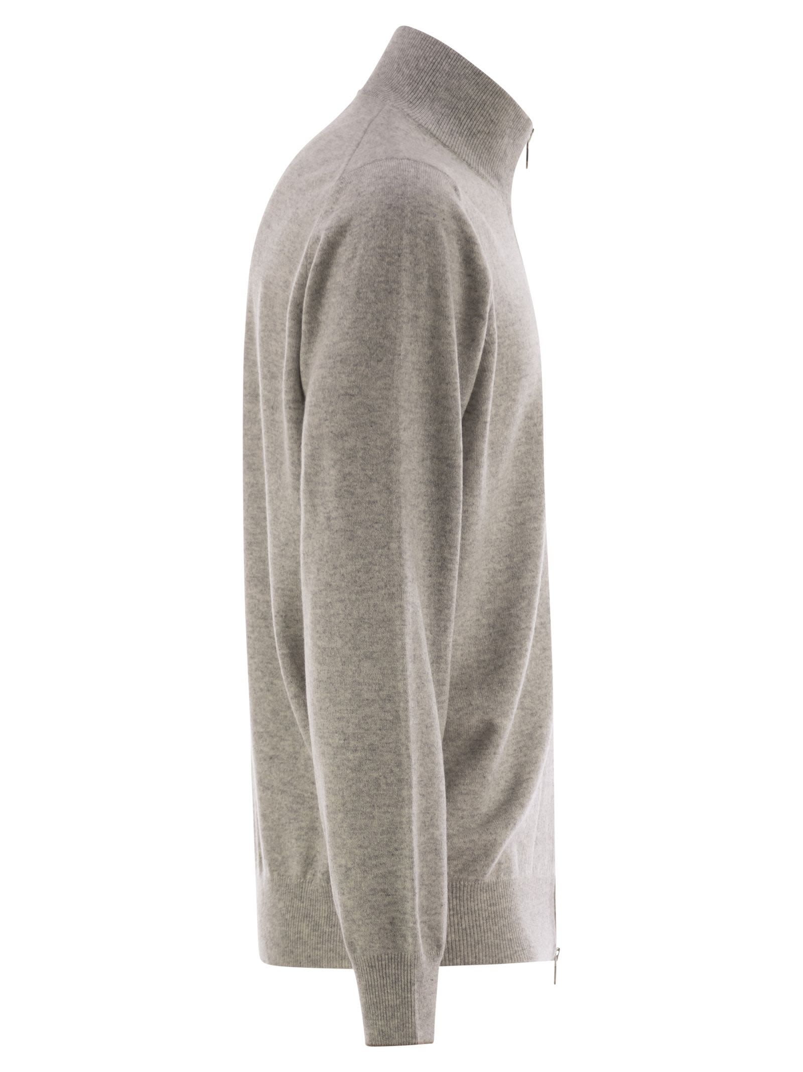 Brunello Cucinelli Men High-Necked Cashmere Cardigan With Zip BRUNELLO CUCINELLI
