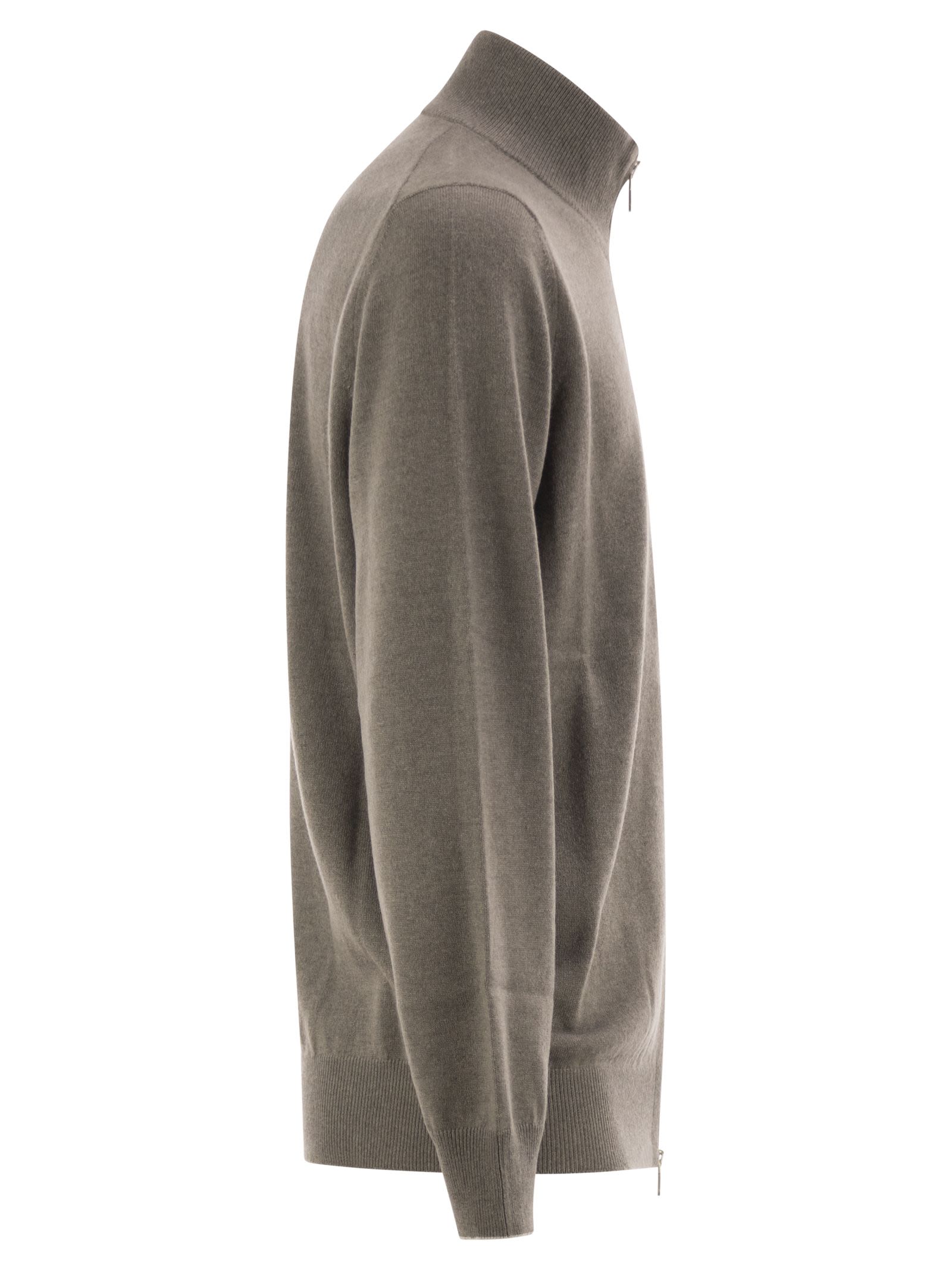 Brunello Cucinelli Men High-Necked Cashmere Cardigan With Zip BRUNELLO CUCINELLI