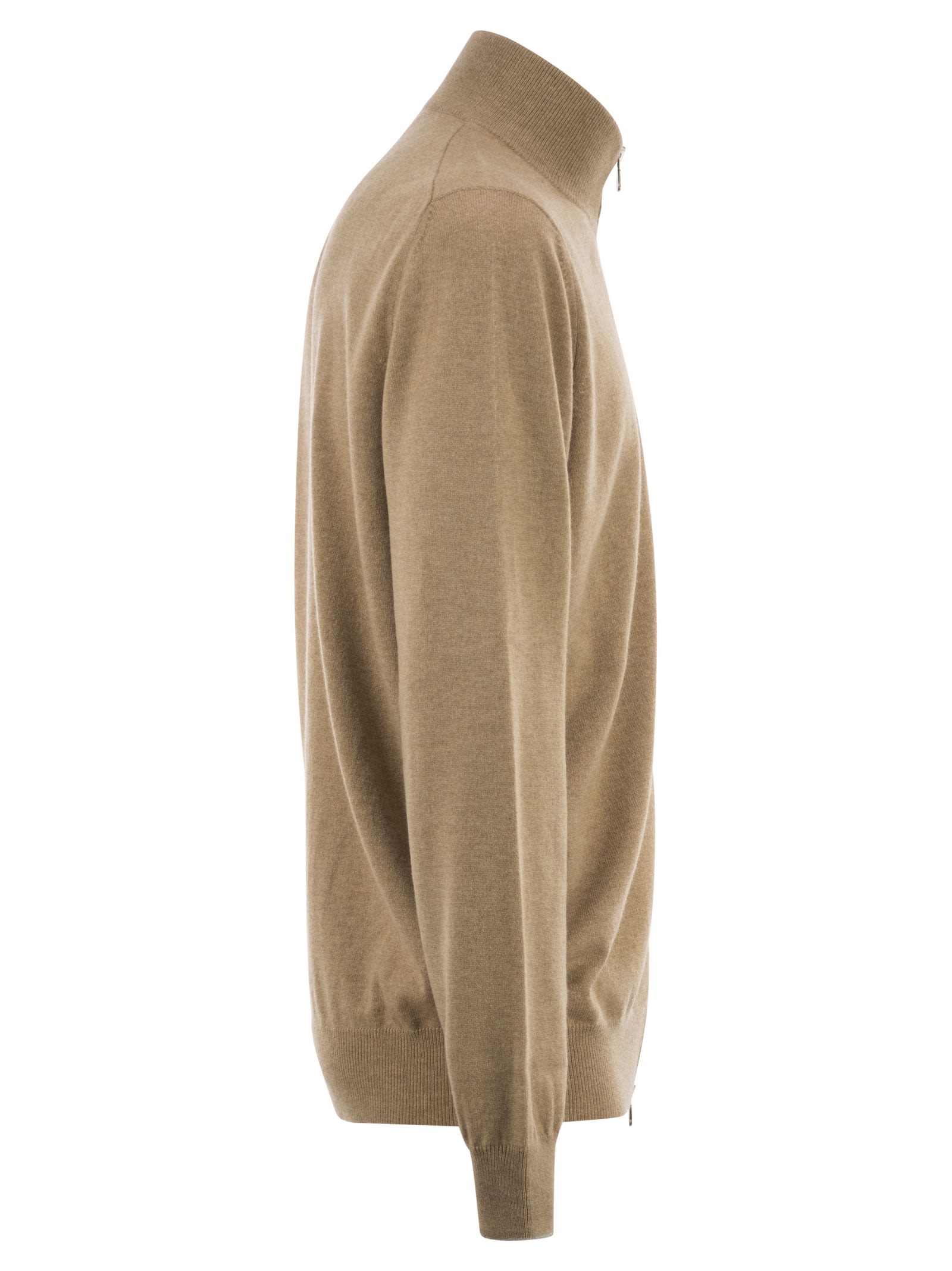 Brunello Cucinelli Men High-Necked Cashmere Cardigan With Zip BRUNELLO CUCINELLI