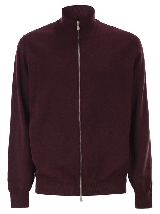 Brunello Cucinelli Men High-Necked Cashmere Cardigan With Zip