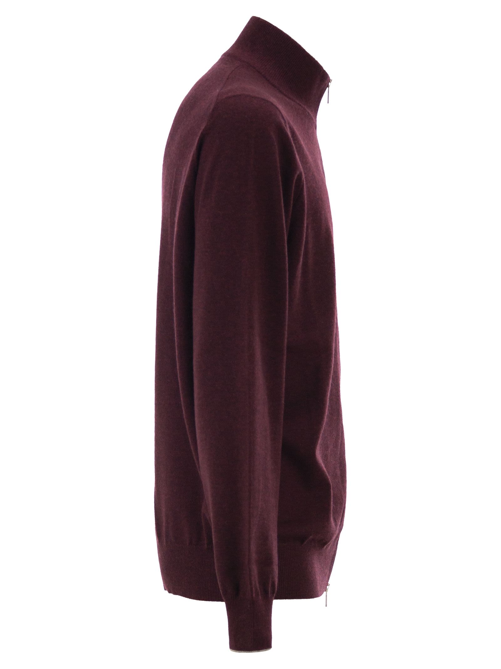 Brunello Cucinelli Men High-Necked Cashmere Cardigan With Zip BRUNELLO CUCINELLI