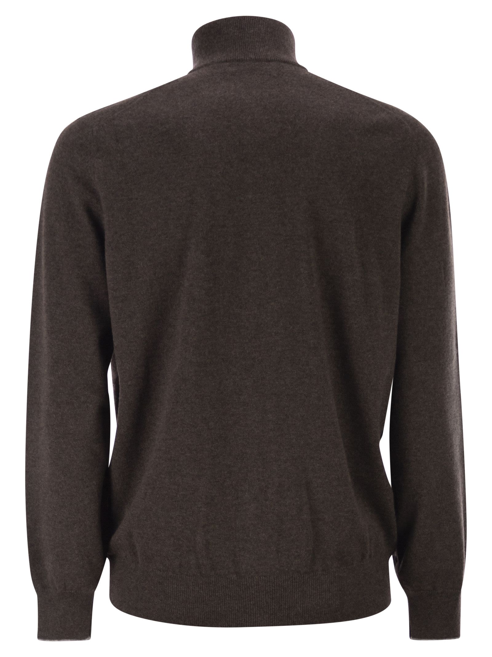 Brunello Cucinelli Men High-Necked Cashmere Cardigan With Zip BRUNELLO CUCINELLI