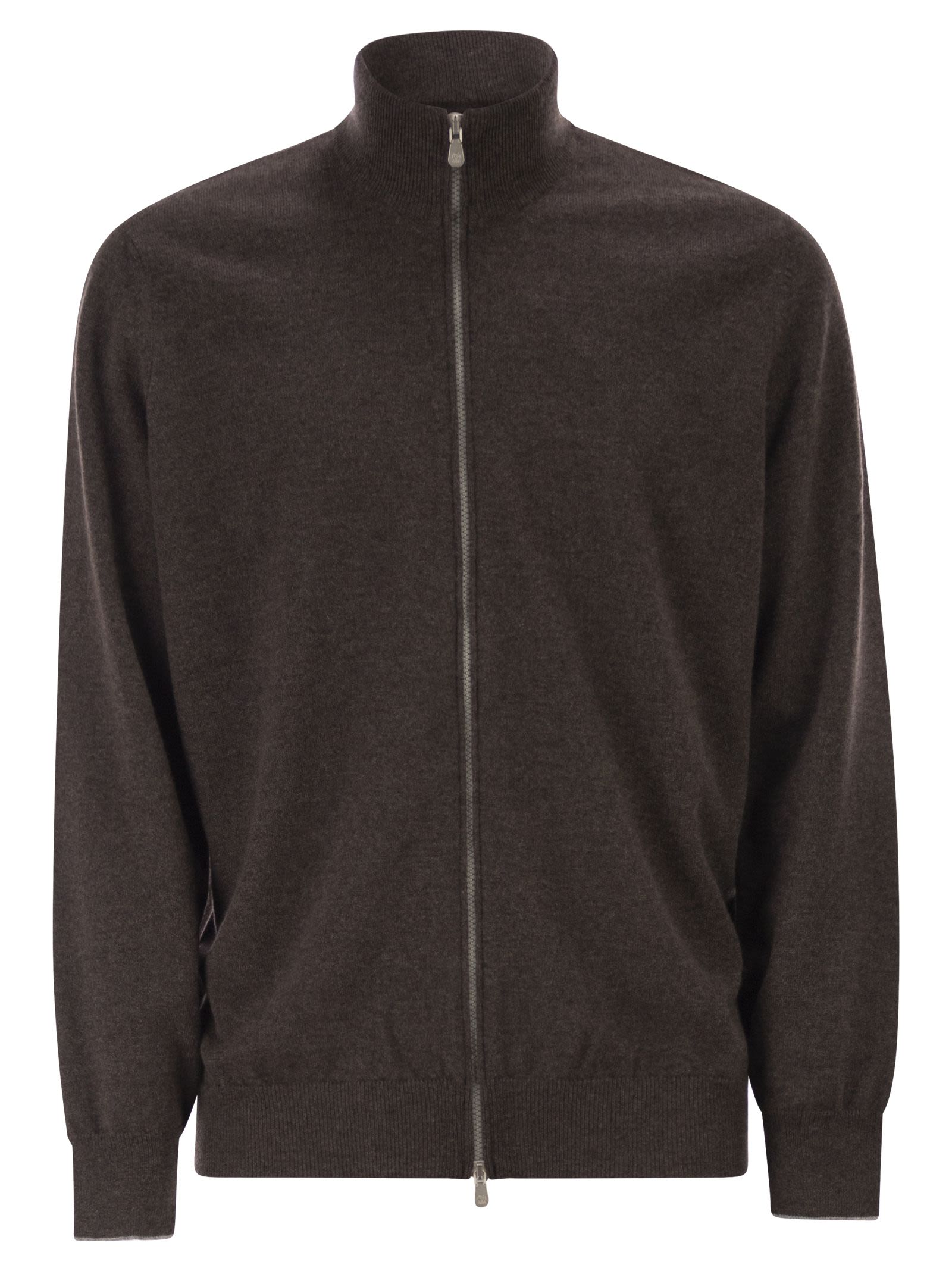 Brunello Cucinelli Men High-Necked Cashmere Cardigan With Zip BRUNELLO CUCINELLI