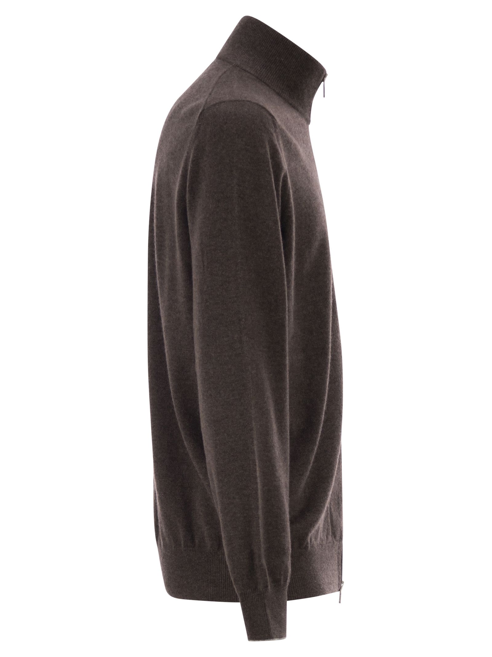 Brunello Cucinelli Men High-Necked Cashmere Cardigan With Zip BRUNELLO CUCINELLI