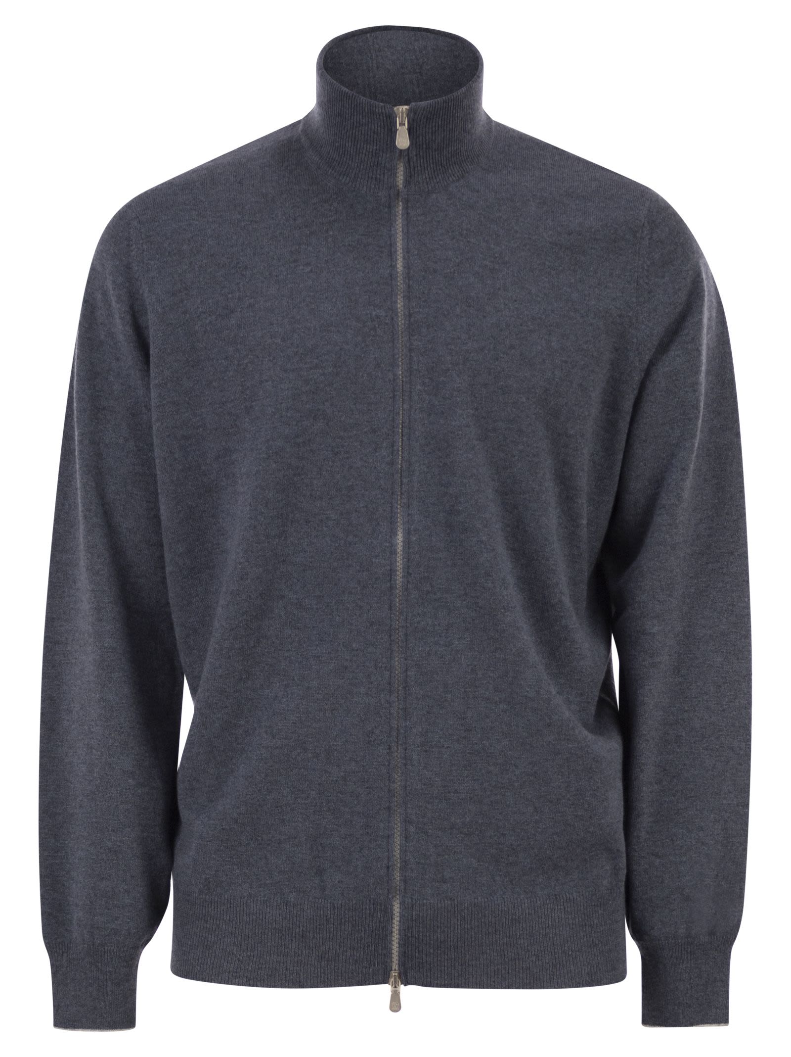 Brunello Cucinelli Men High-Necked Cashmere Cardigan With Zip BRUNELLO CUCINELLI