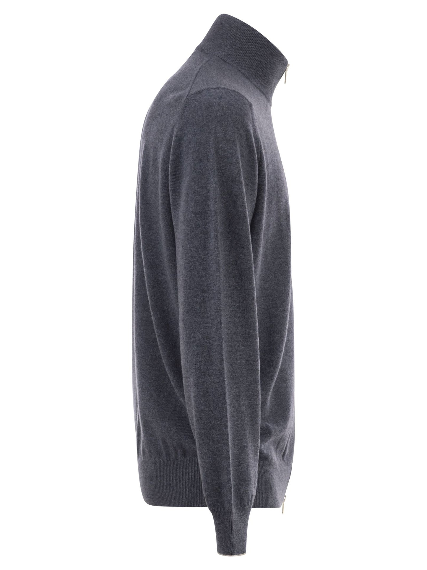 Brunello Cucinelli Men High-Necked Cashmere Cardigan With Zip BRUNELLO CUCINELLI