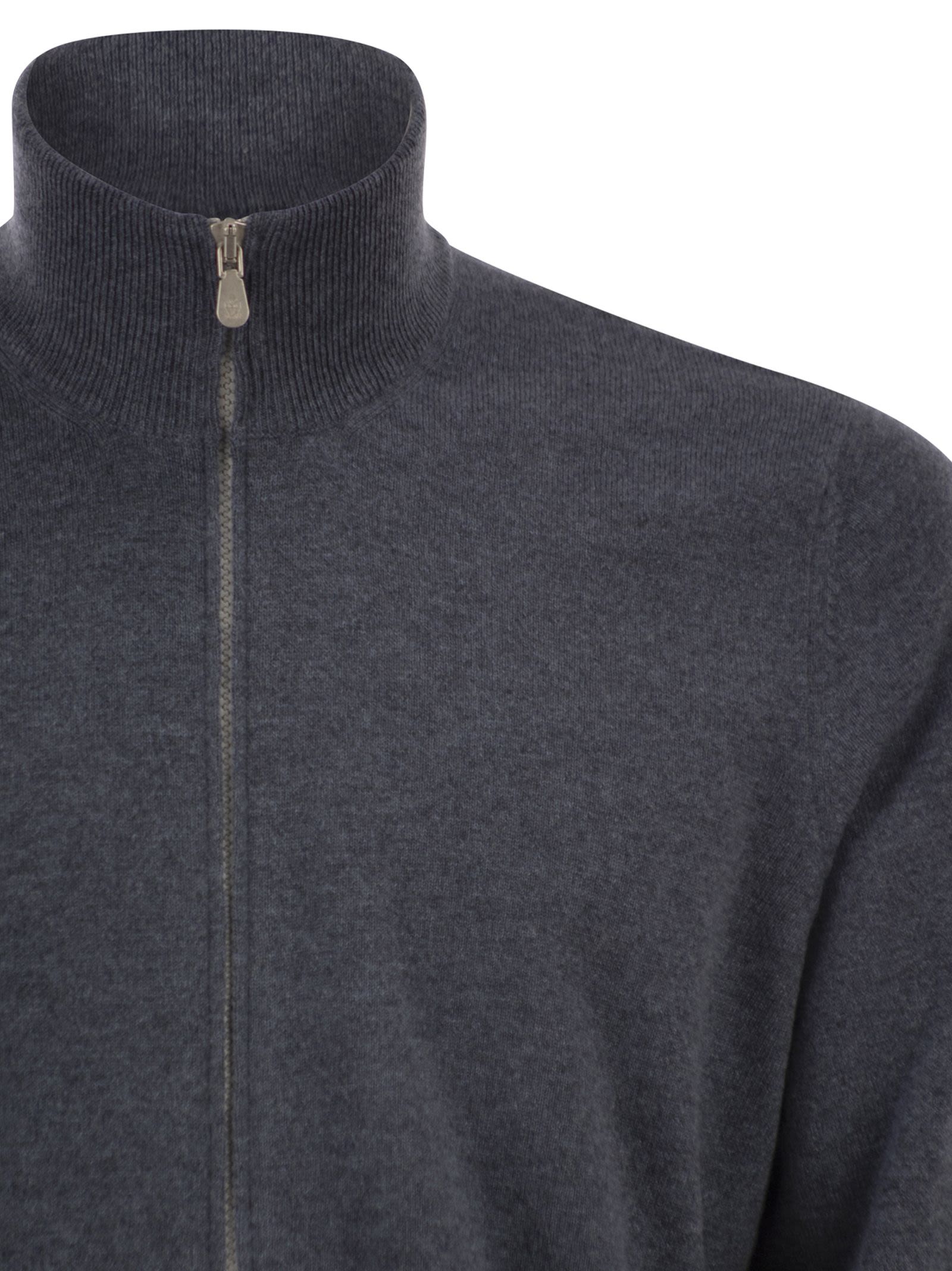 Brunello Cucinelli Men High-Necked Cashmere Cardigan With Zip BRUNELLO CUCINELLI