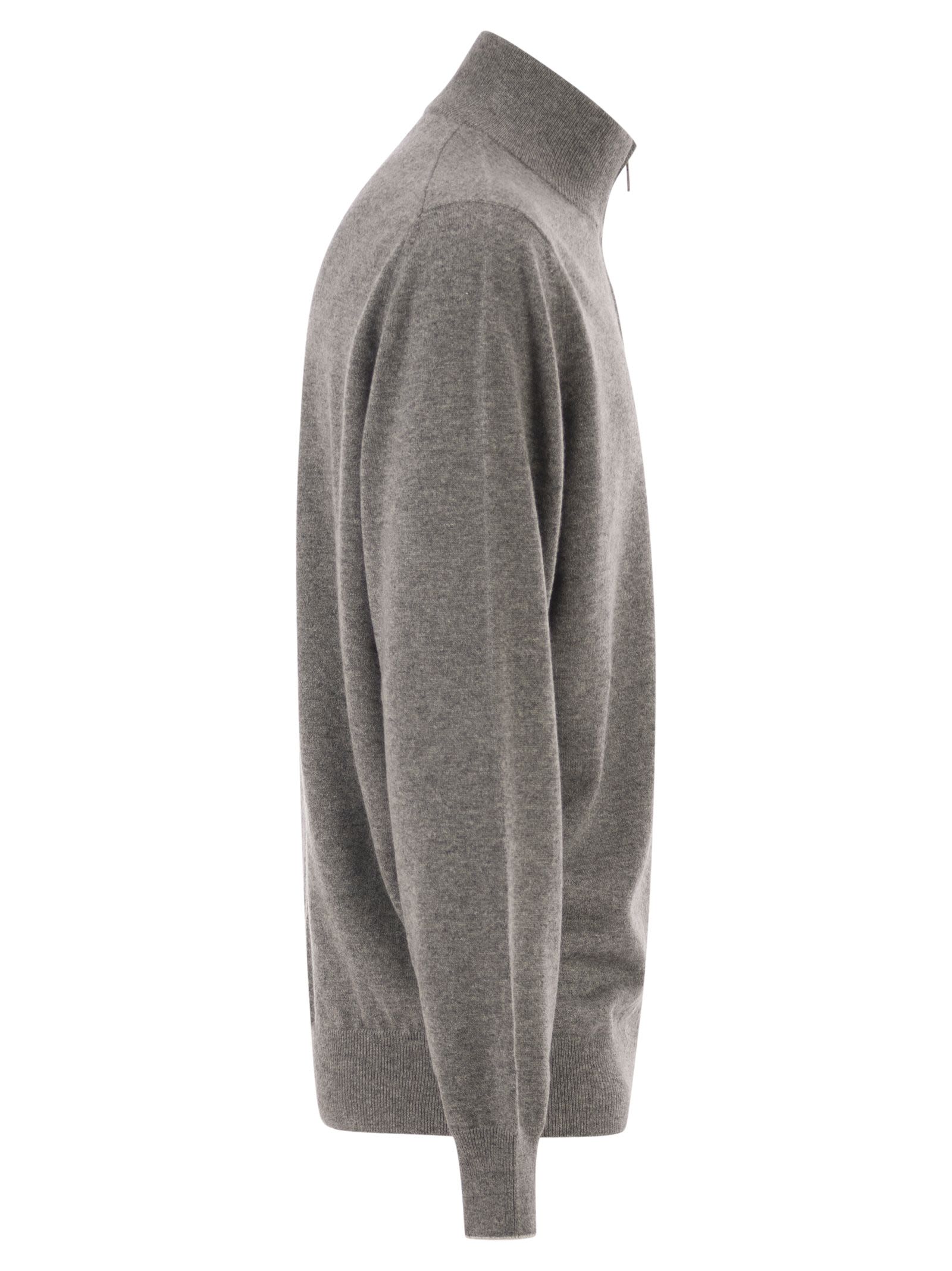 Brunello Cucinelli Men Cashmere Turtleneck Sweater With Zipper BRUNELLO CUCINELLI