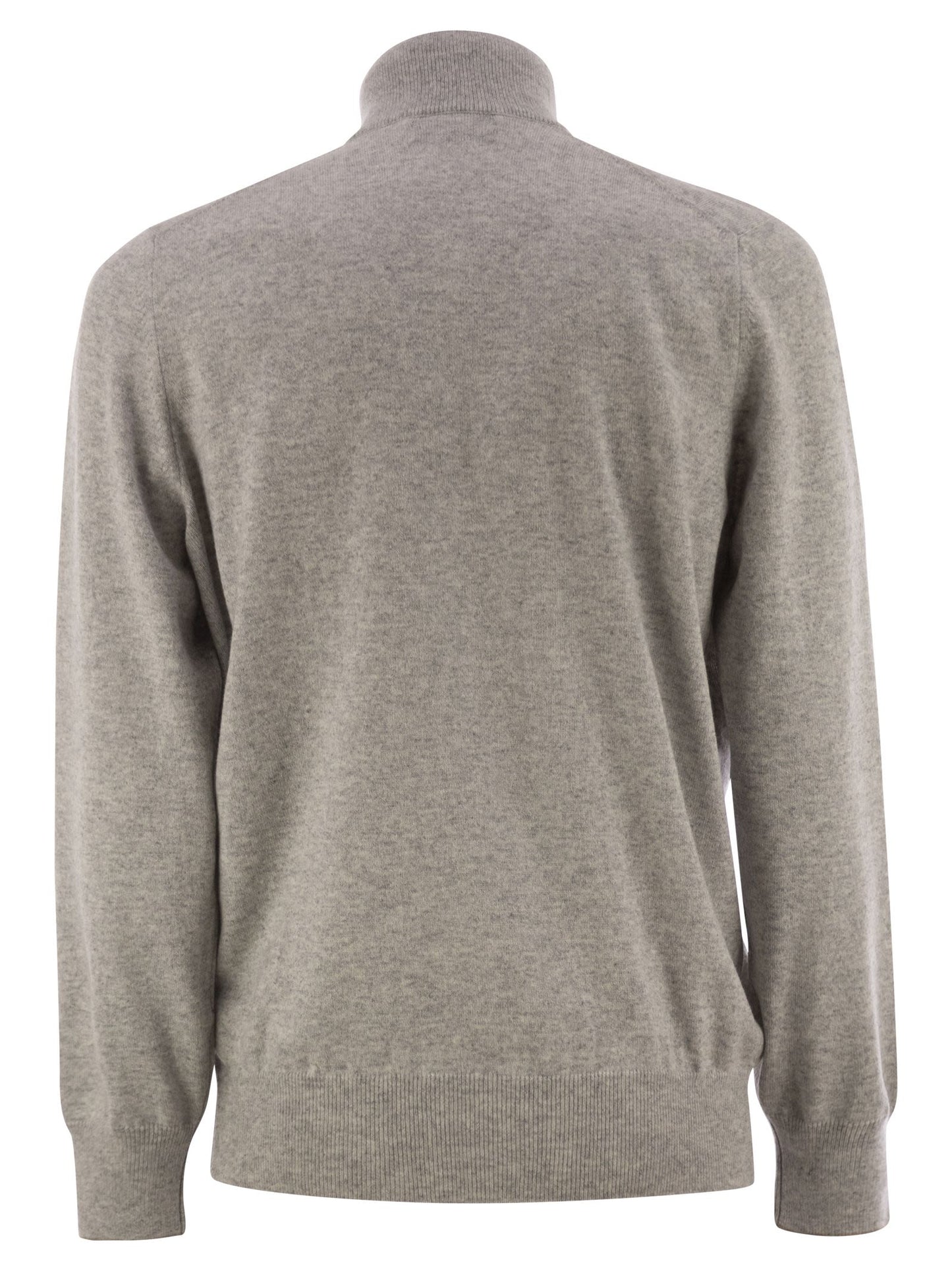 Brunello Cucinelli Men High-Necked Cashmere Sweater With Zip Opening BRUNELLO CUCINELLI