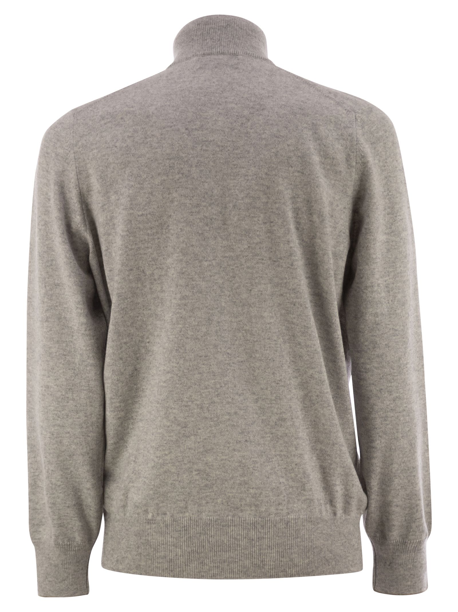 Brunello Cucinelli Men High-Necked Cashmere Sweater With Zip Opening BRUNELLO CUCINELLI