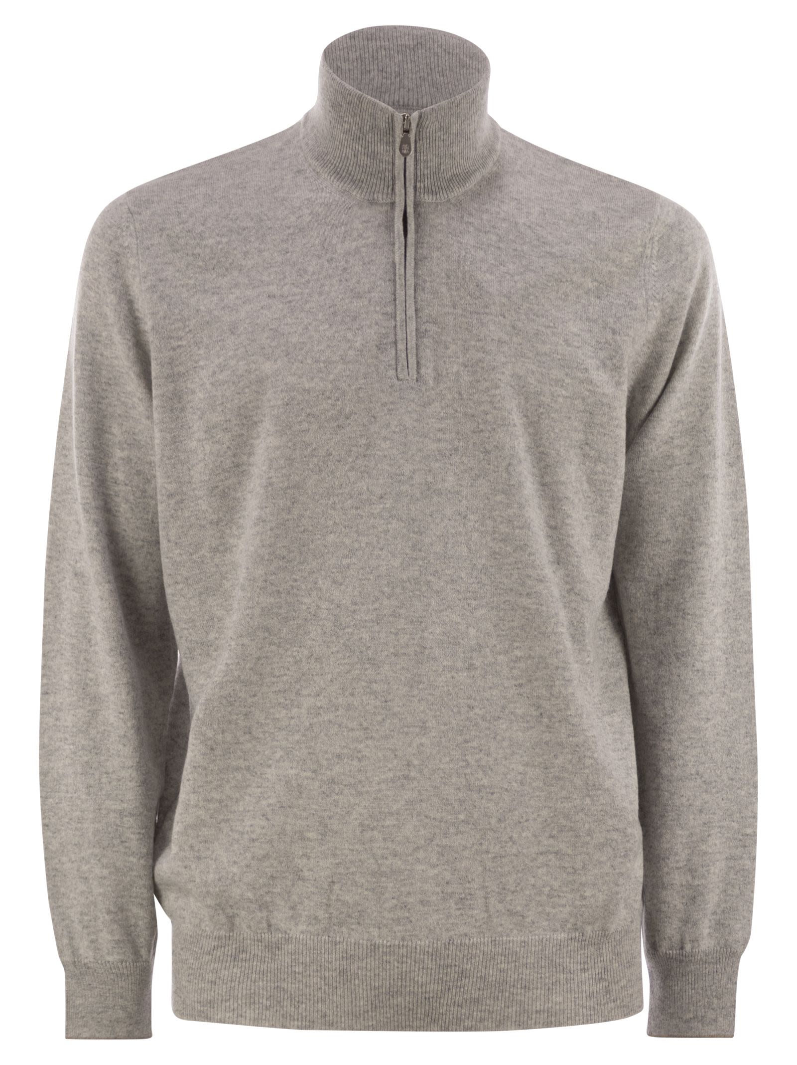 Brunello Cucinelli Men High-Necked Cashmere Sweater With Zip Opening BRUNELLO CUCINELLI