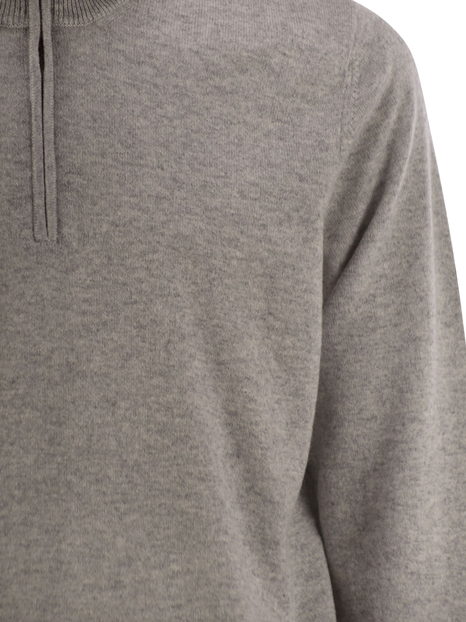 Brunello Cucinelli Men High-Necked Cashmere Sweater With Zip Opening BRUNELLO CUCINELLI