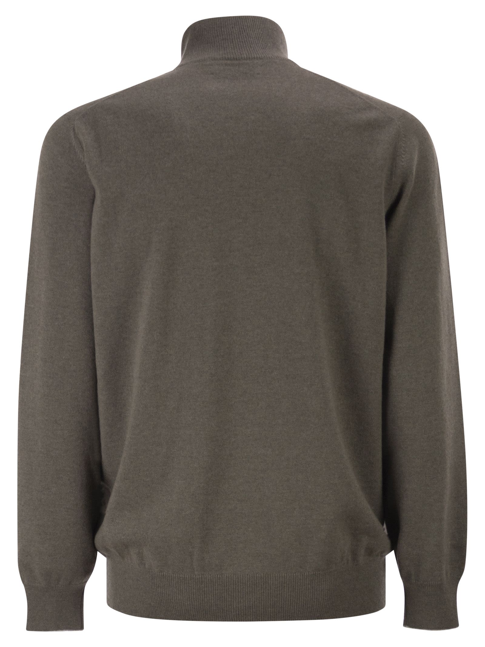 Brunello Cucinelli Men Cashmere Turtleneck Sweater With Zipper BRUNELLO CUCINELLI