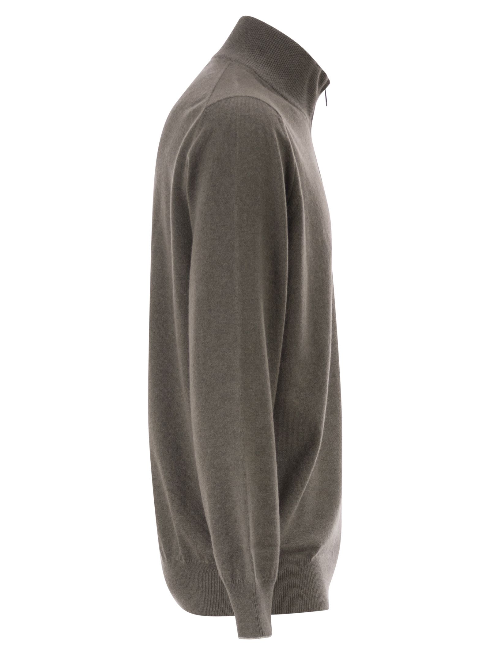Brunello Cucinelli Men Cashmere Turtleneck Sweater With Zipper BRUNELLO CUCINELLI